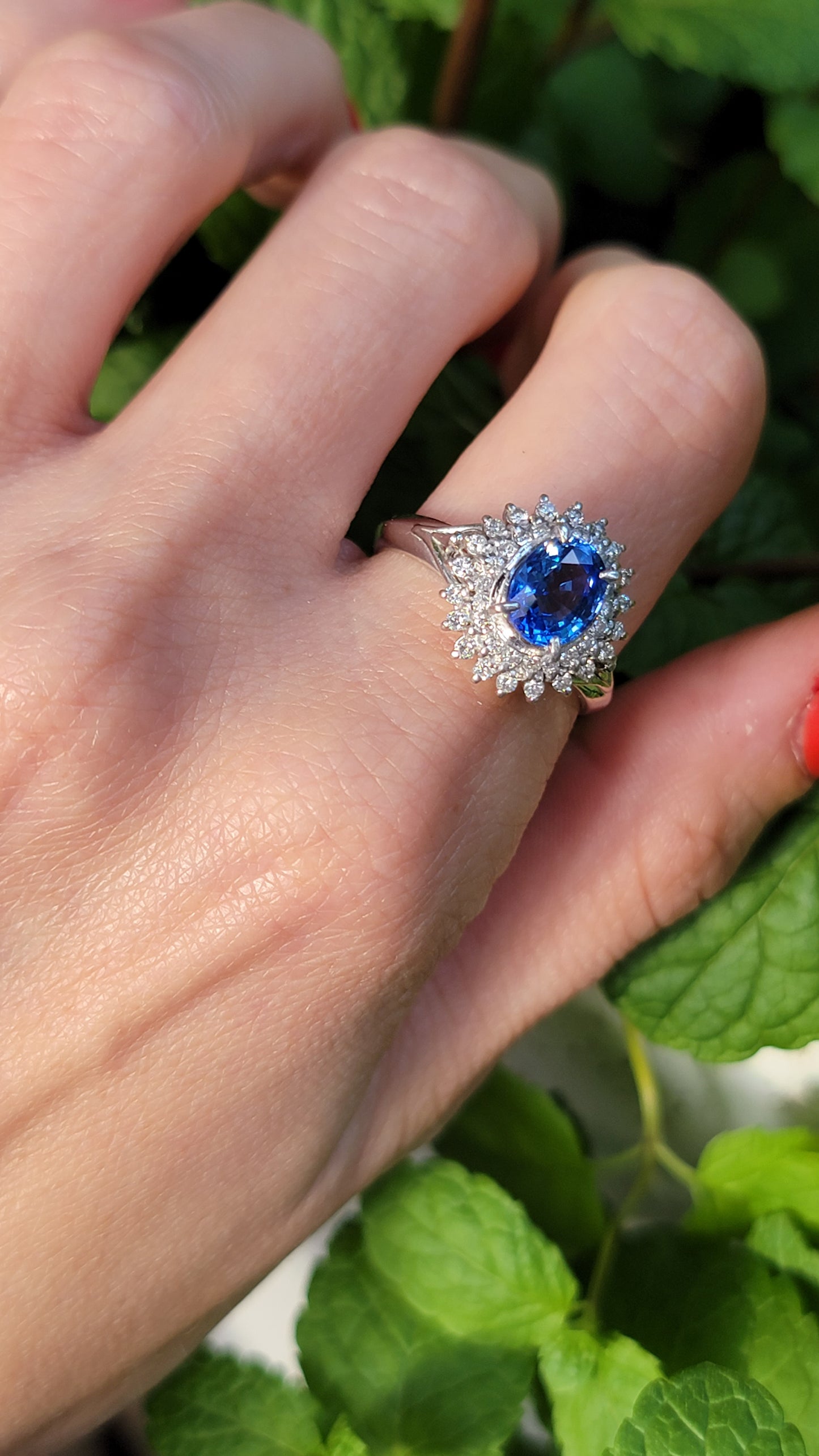Platinum Blue Sapphire Snowflake Ring