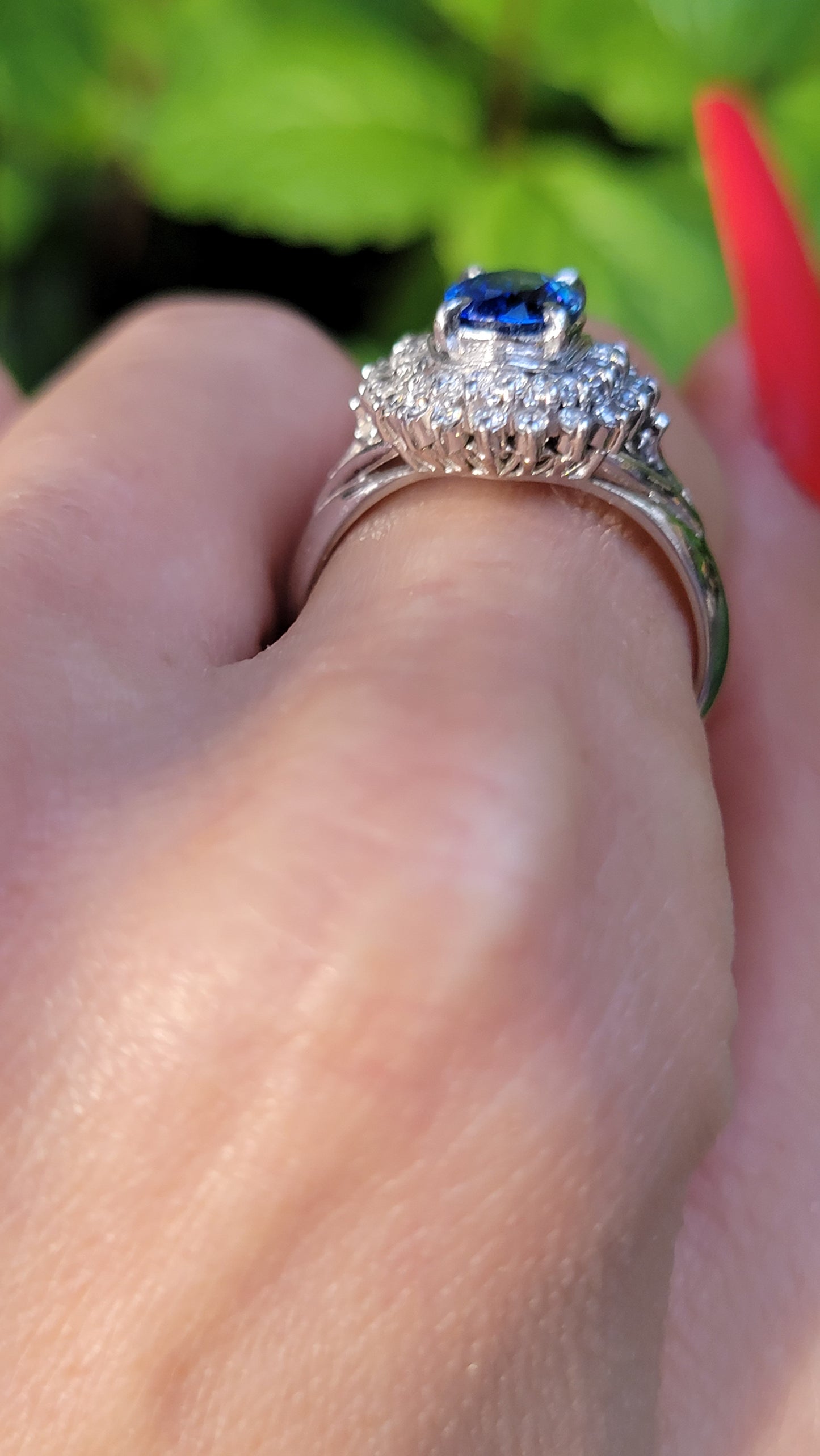 Platinum Blue Sapphire Snowflake Ring