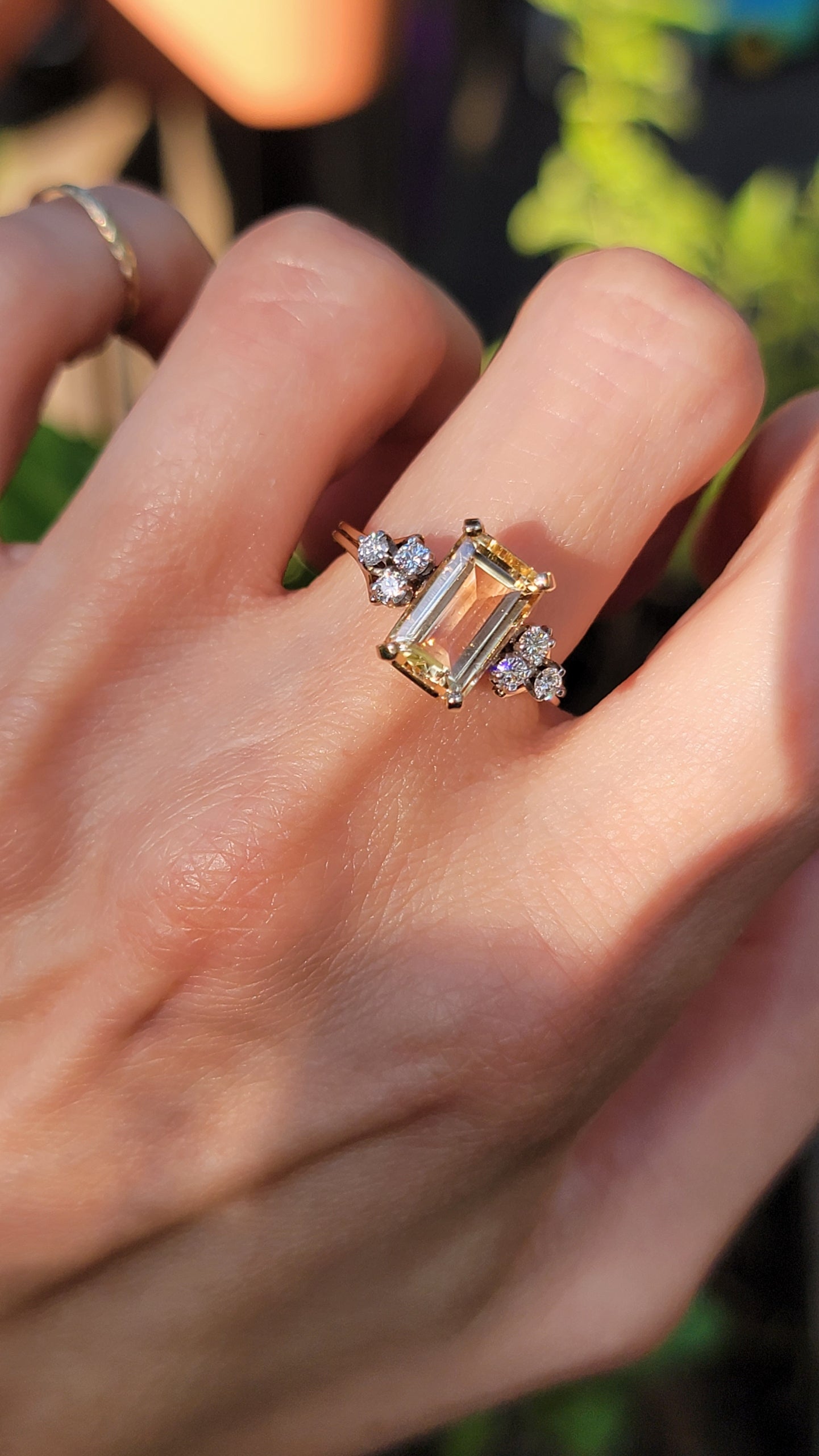 14kt Golden Topaz and Diamond Ring