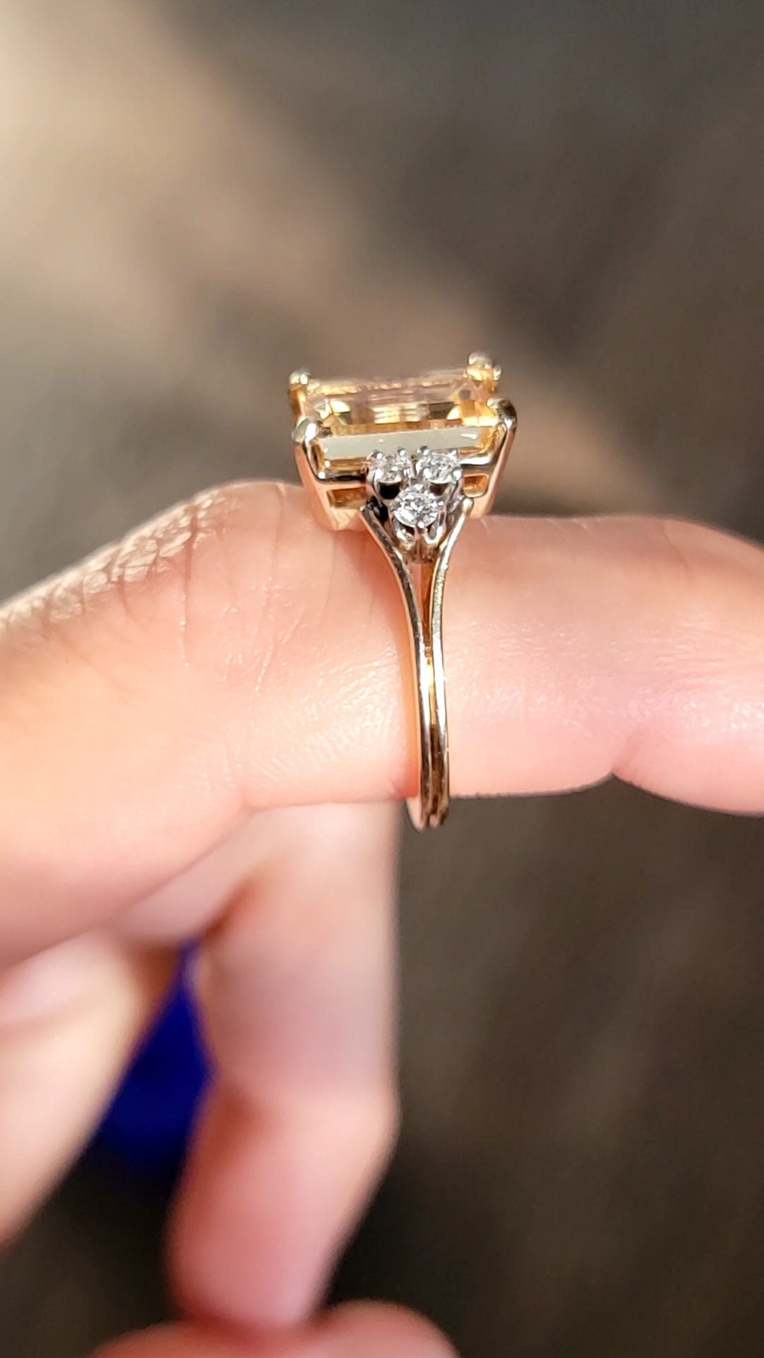 14kt Golden Topaz and Diamond Ring
