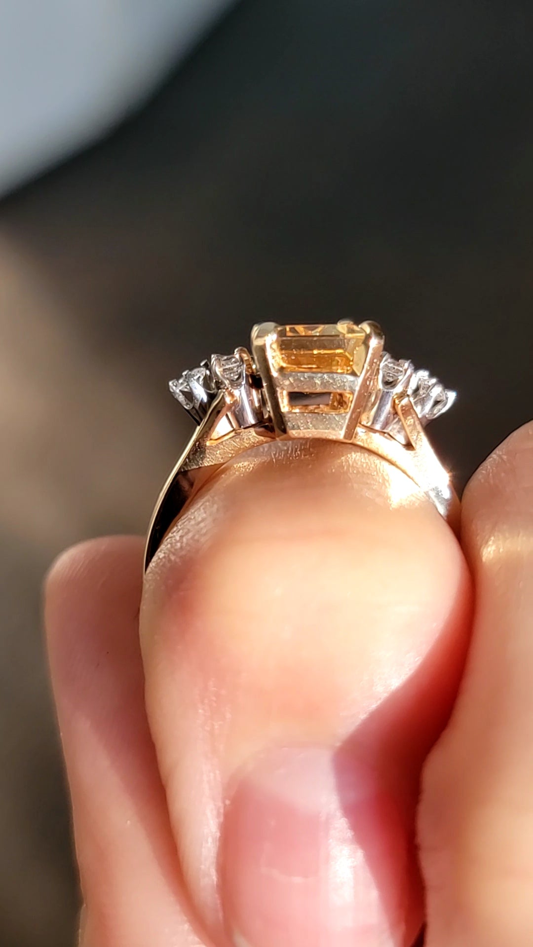 14kt Golden Topaz and Diamond Ring