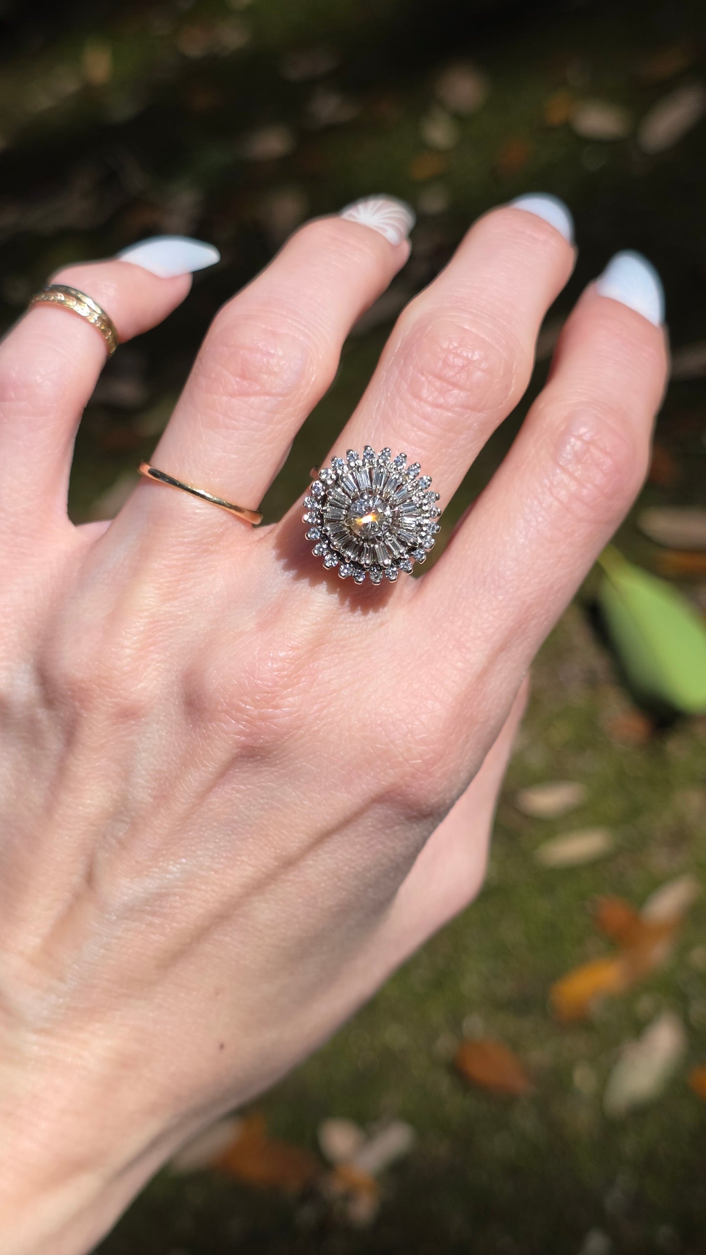 14k White Gold Diamond Ballerina Ring