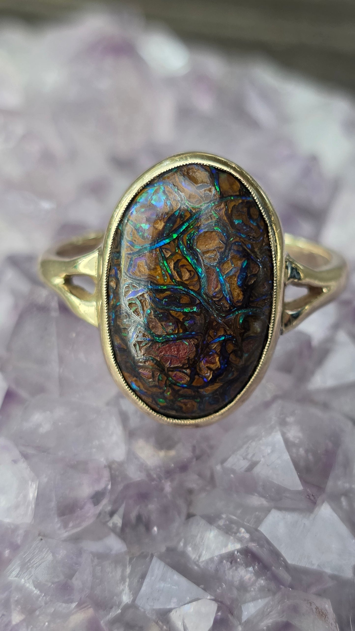 14k Koroit Boulder Opal Ring