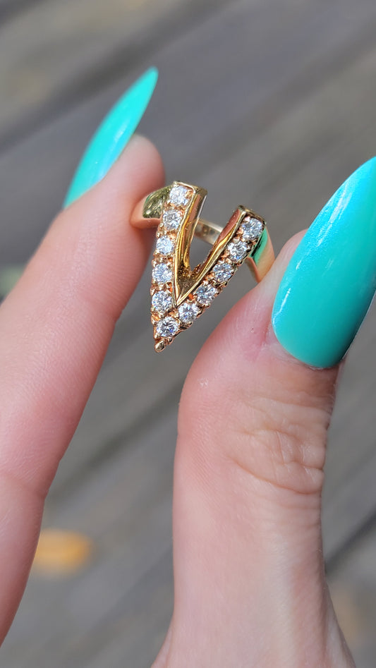 14k Diamond "V" Ring