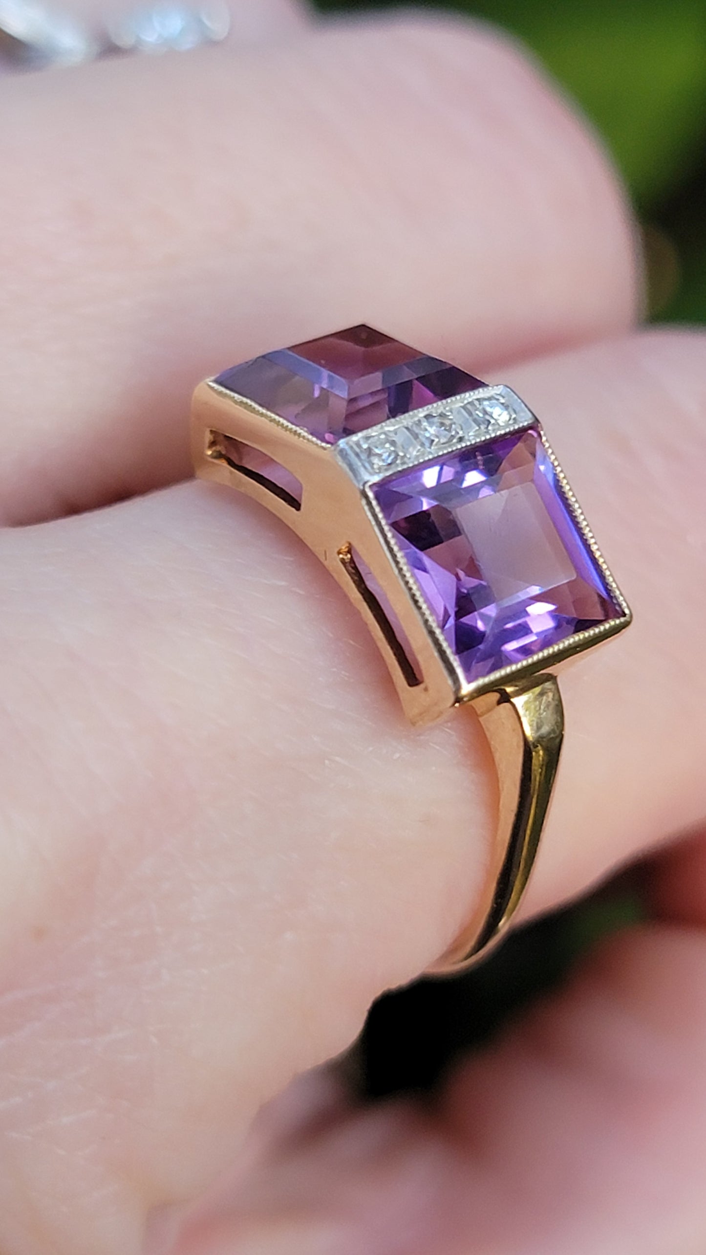 14k Toi et Moi Amethyst Ring