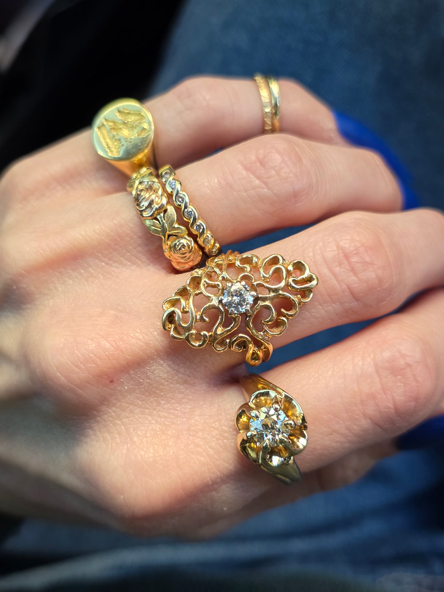 14k Belcher Diamond Ring