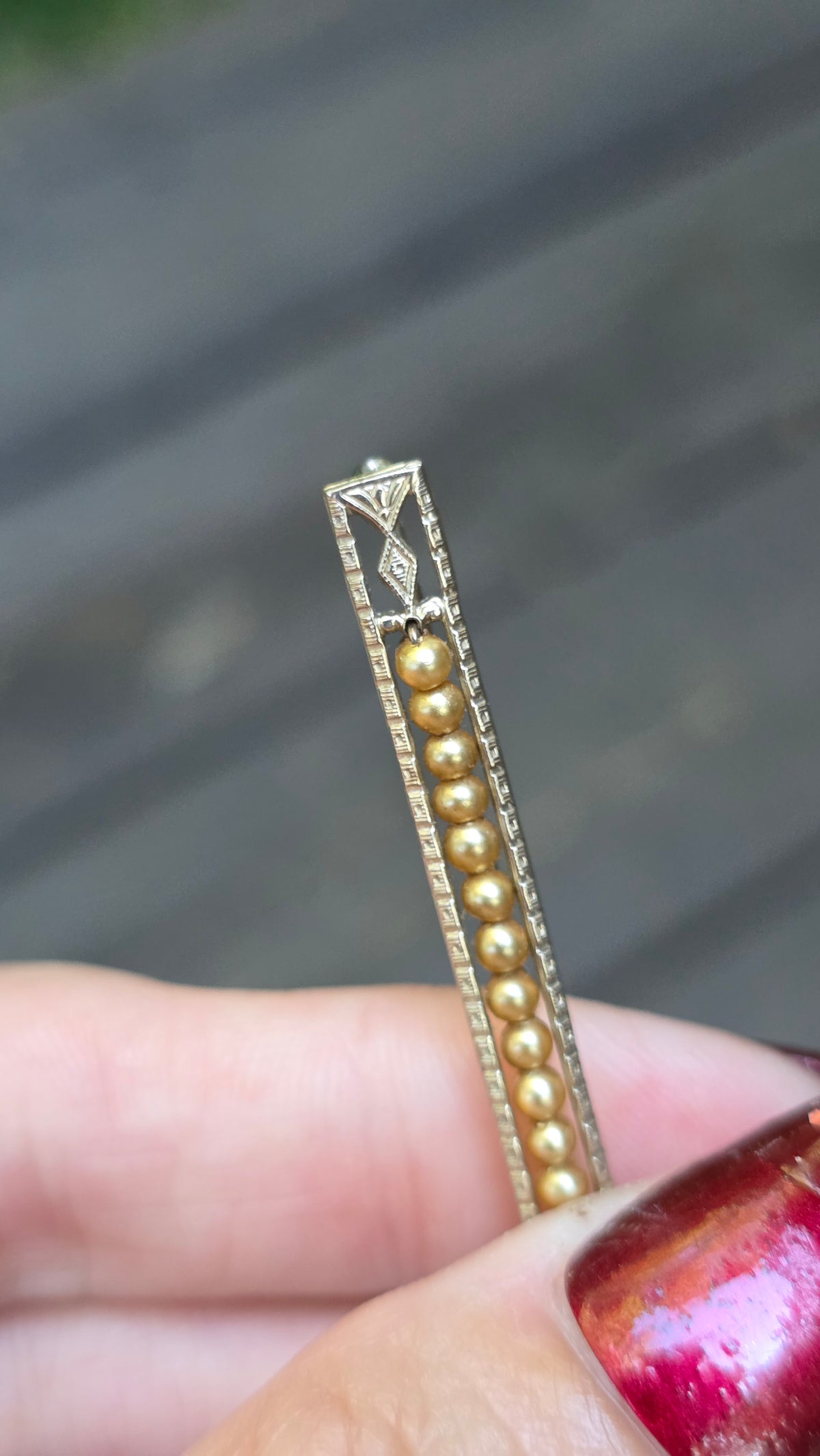 10k Antique Pearl Pin