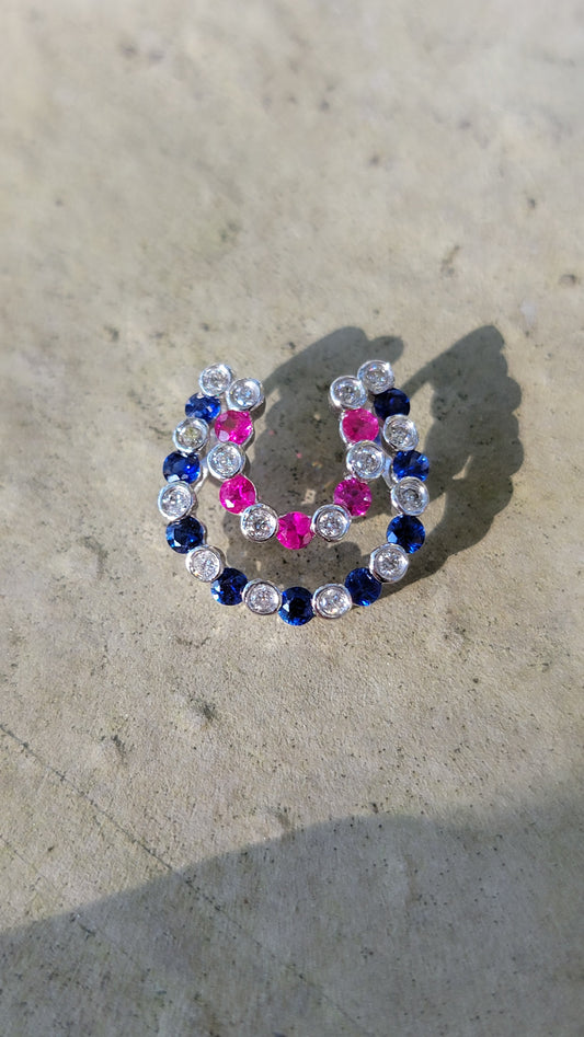 14kt White Gold Double Horseshoe Pendant