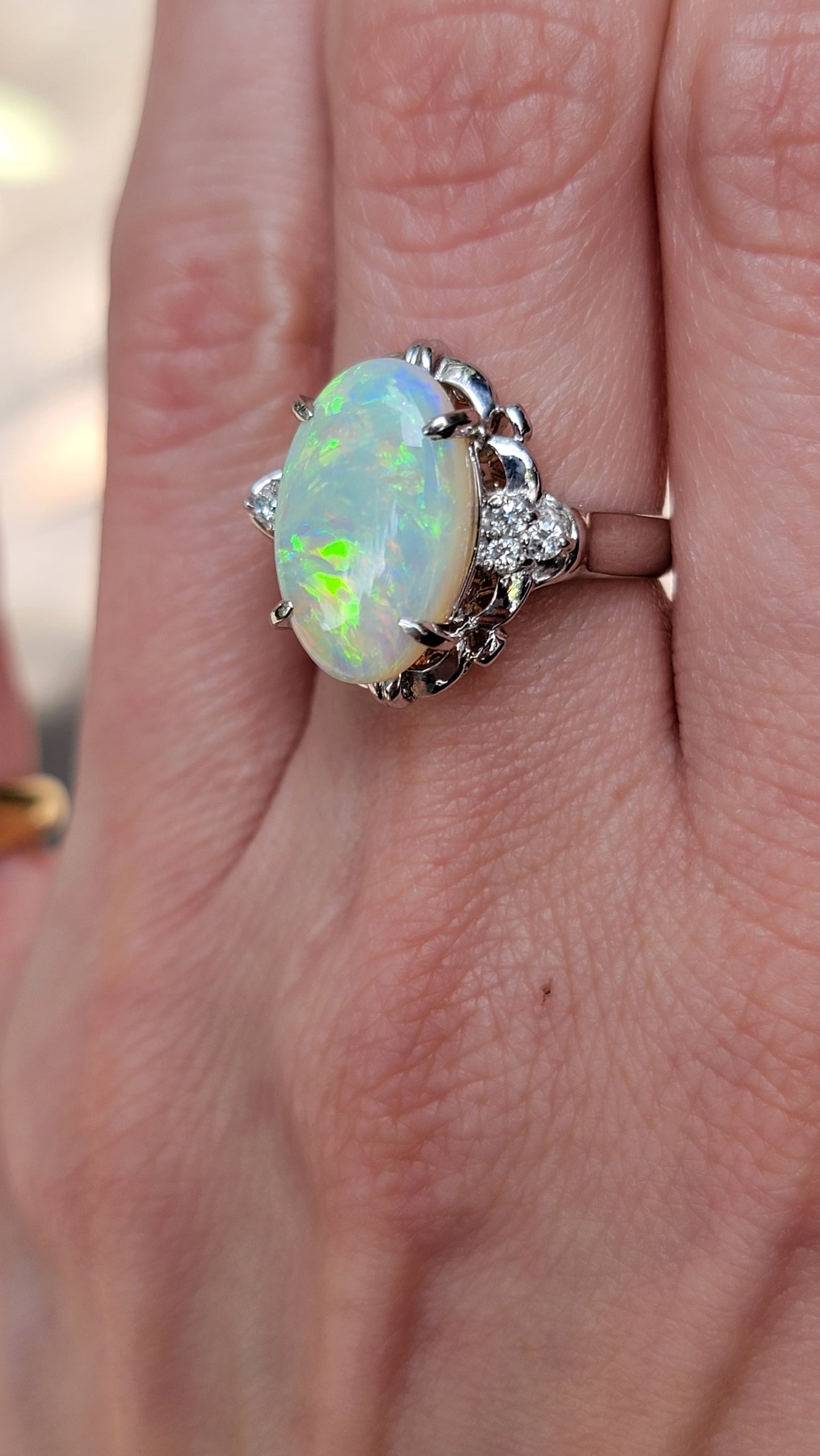 Platinum Opal Cocktail Ring