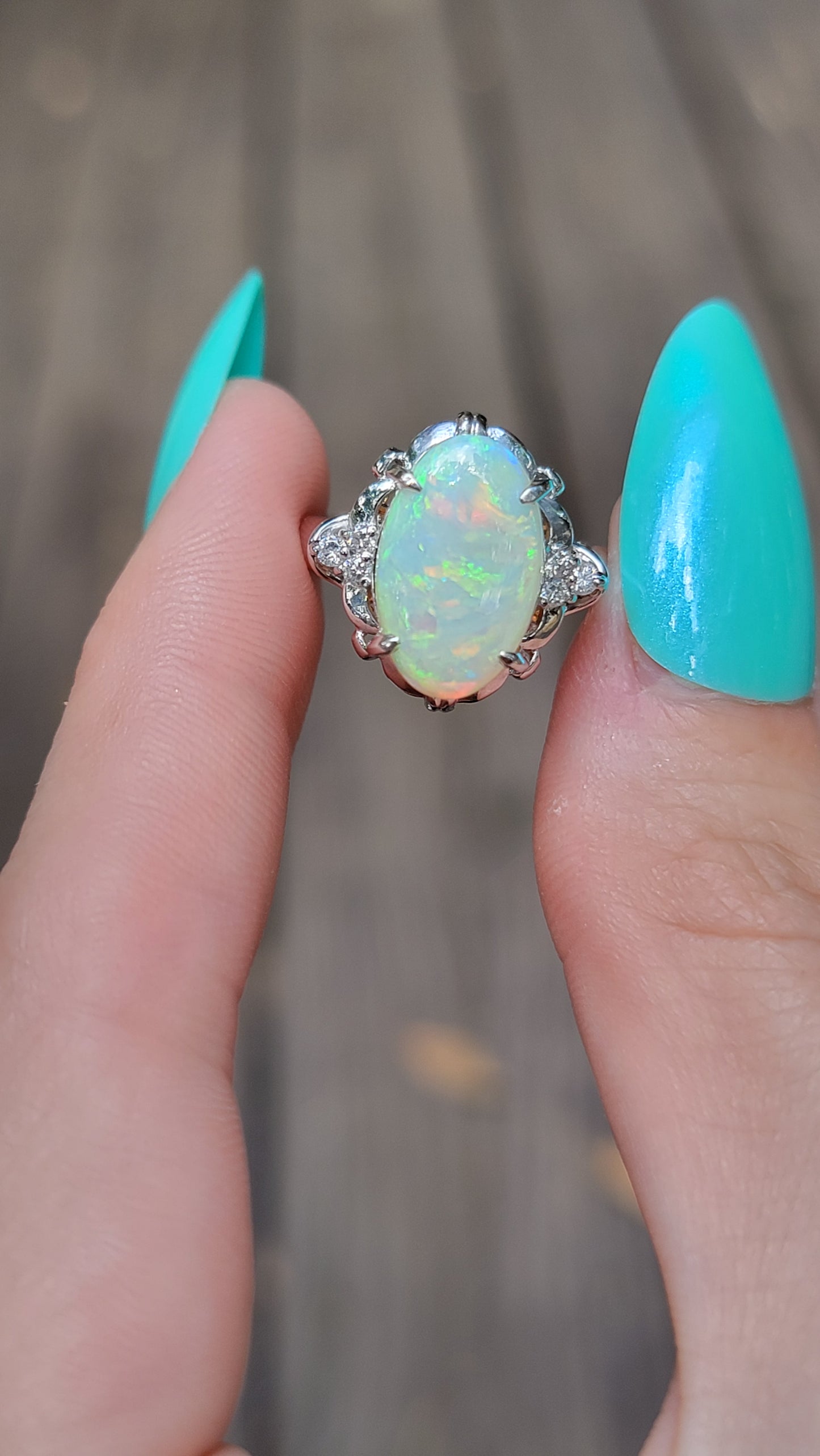 Platinum Opal Cocktail Ring