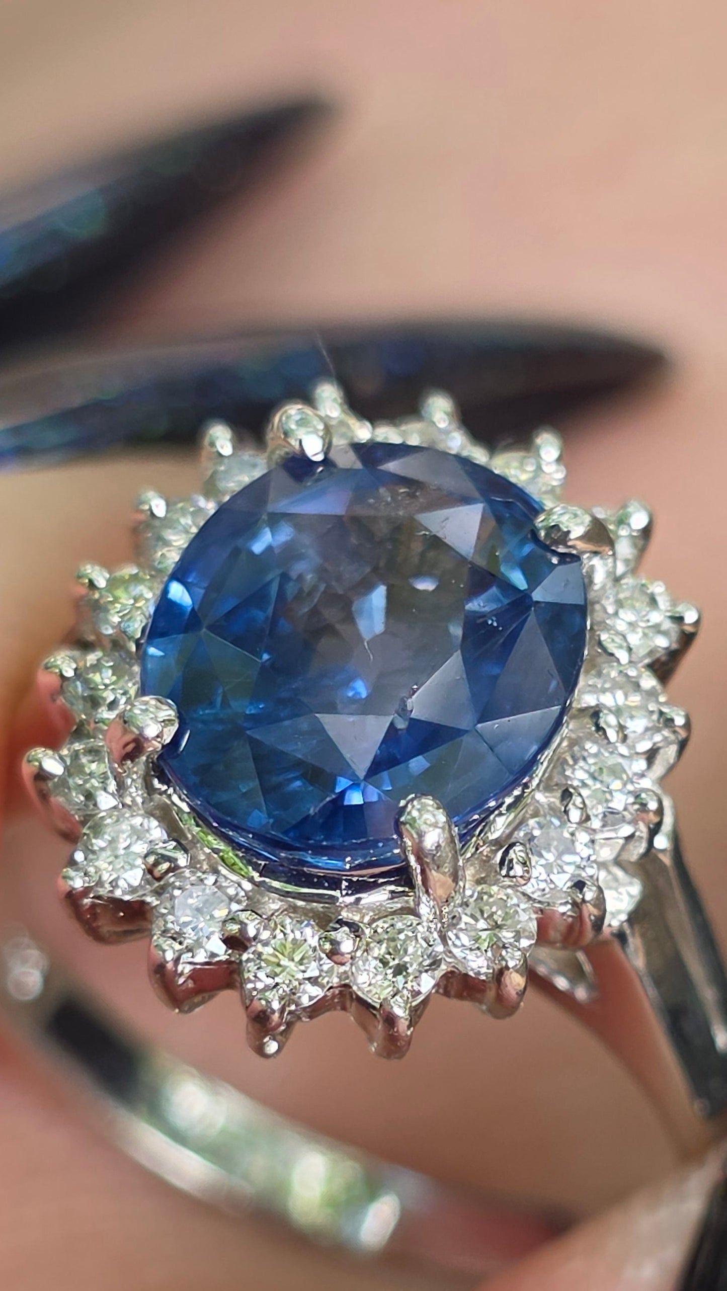 14k Blue Sapphire Halo Ring