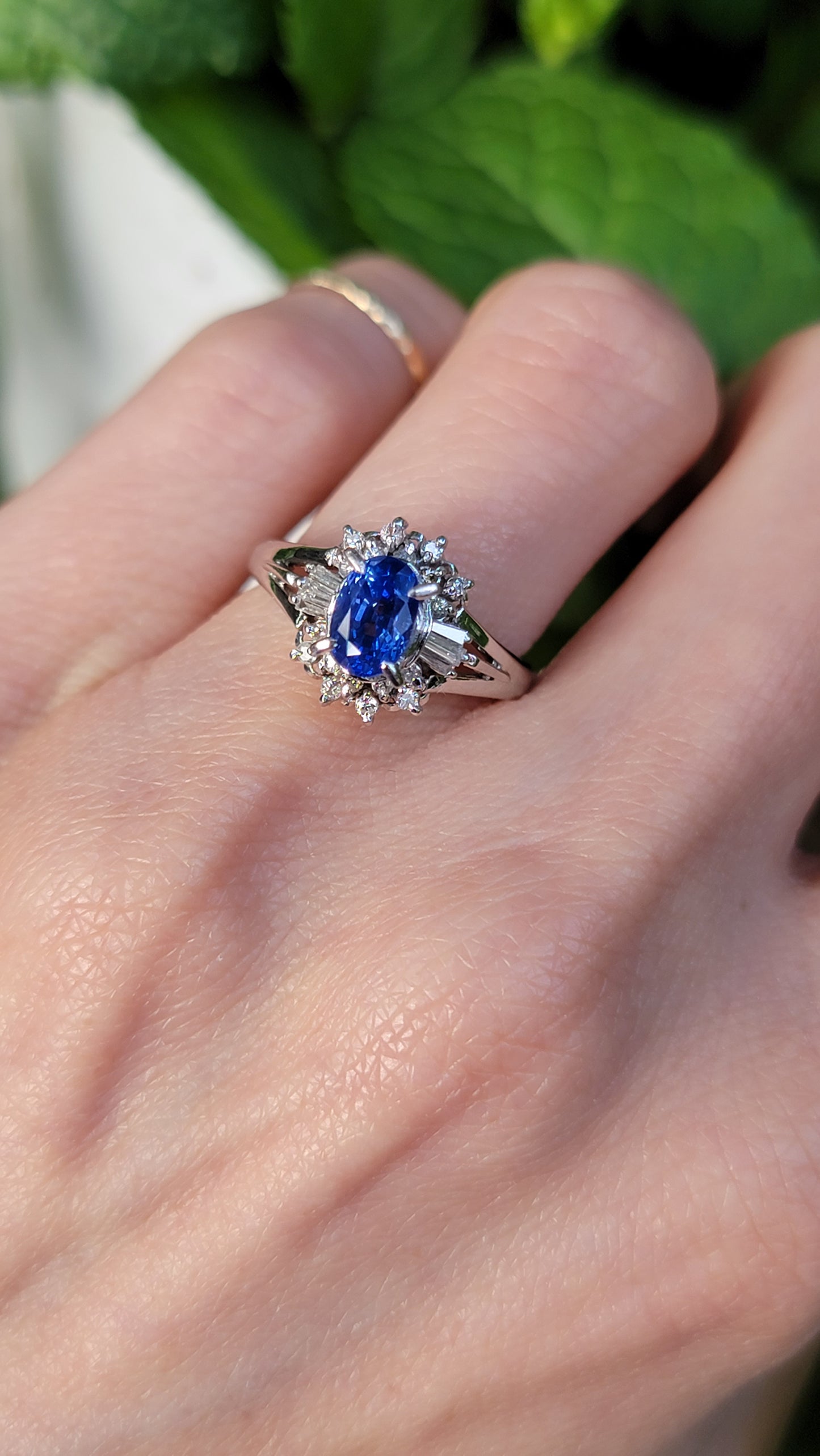 Vintage Platinum Blue Sapphire Ring