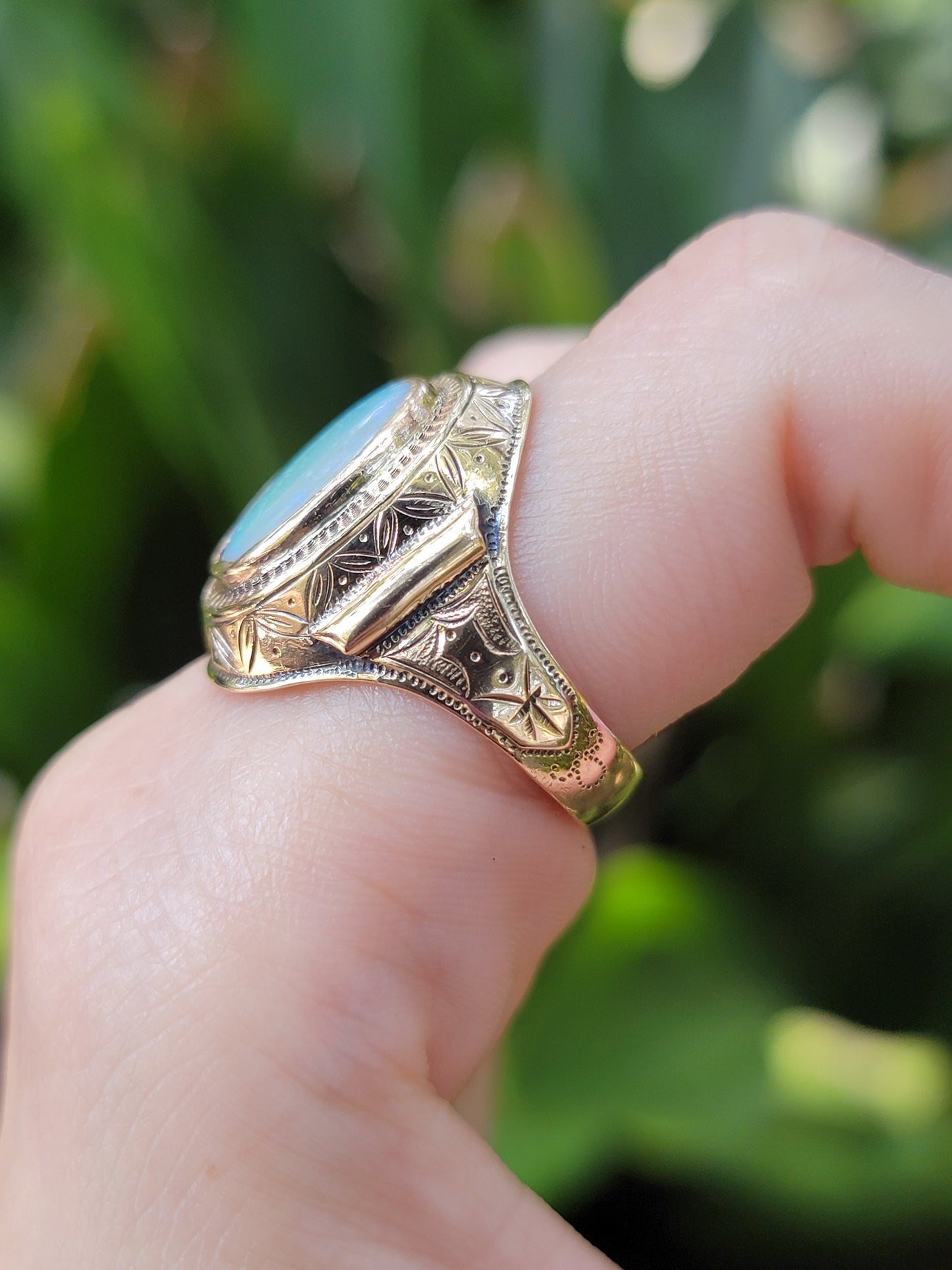 10k Antique/Vintage Opal Buckle Ring