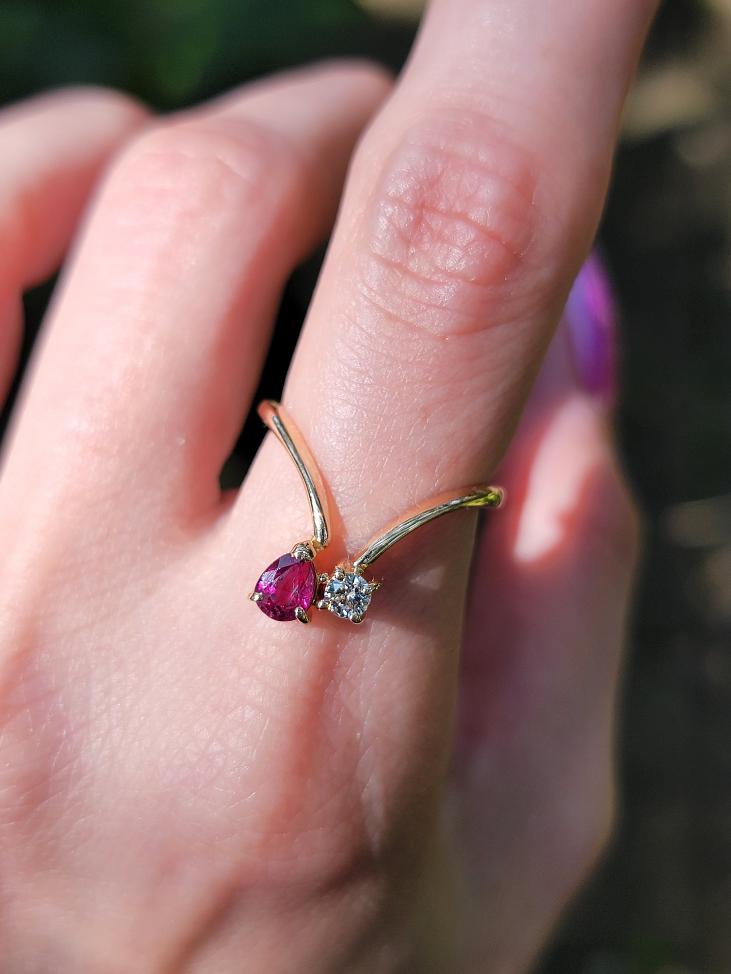 18k Ruby and Diamond Chevron Ring