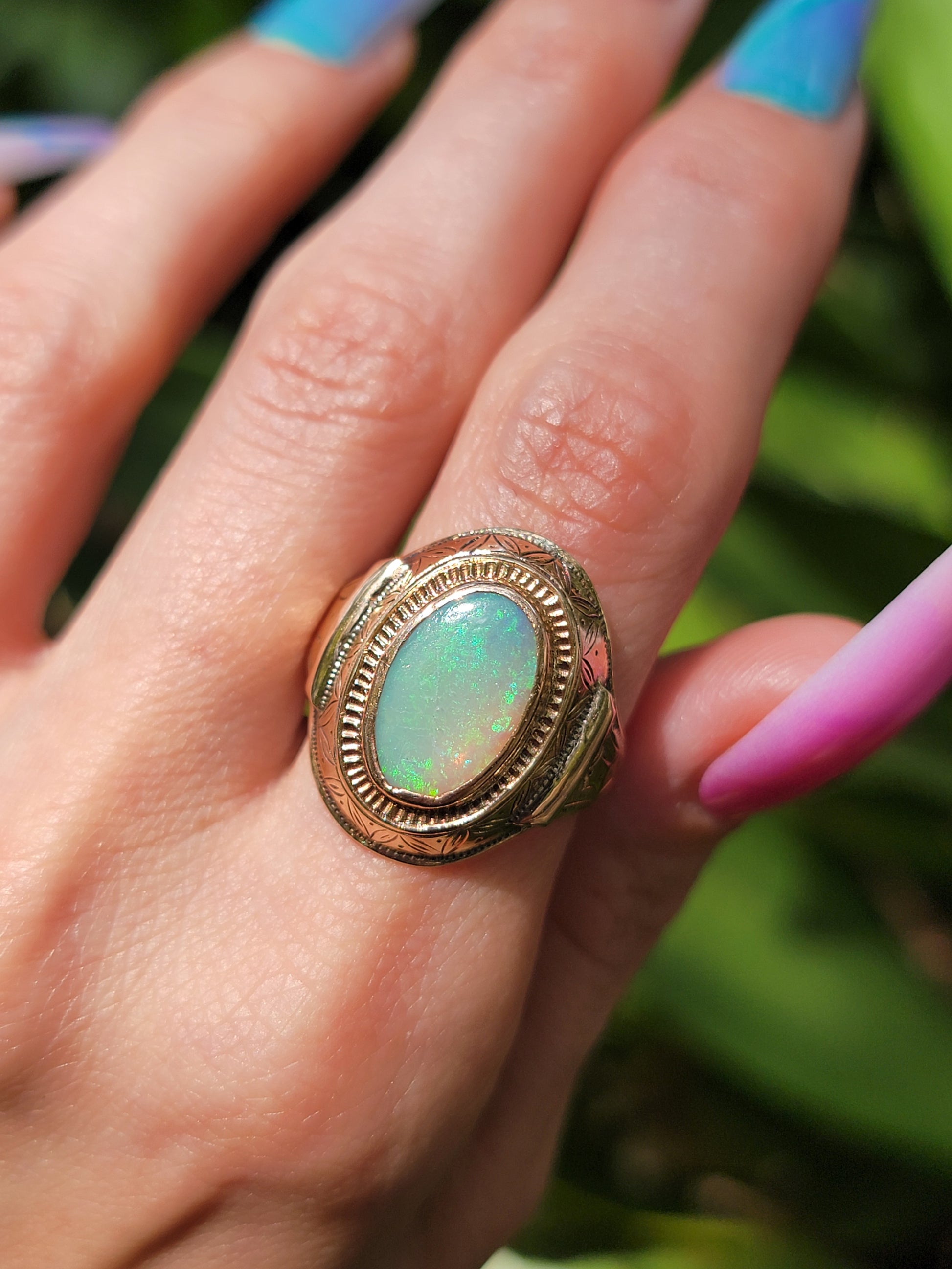 10k Antique/Vintage Opal Buckle Ring