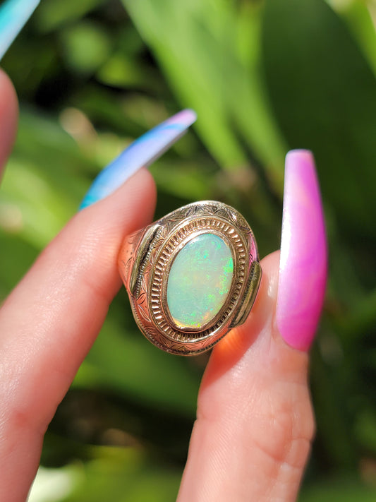 10k Antique/Vintage Opal Buckle Ring