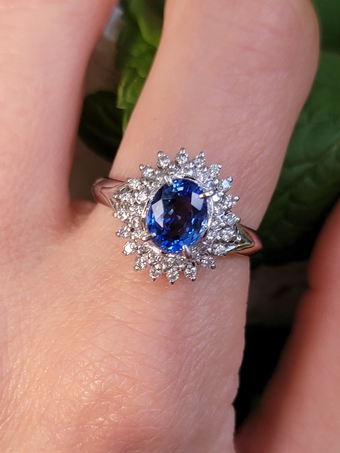 Platinum Blue Sapphire Snowflake Ring