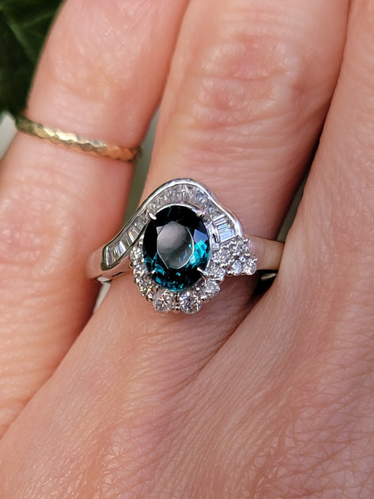 Vintage Platinum Indicolite Tourmaline Ring