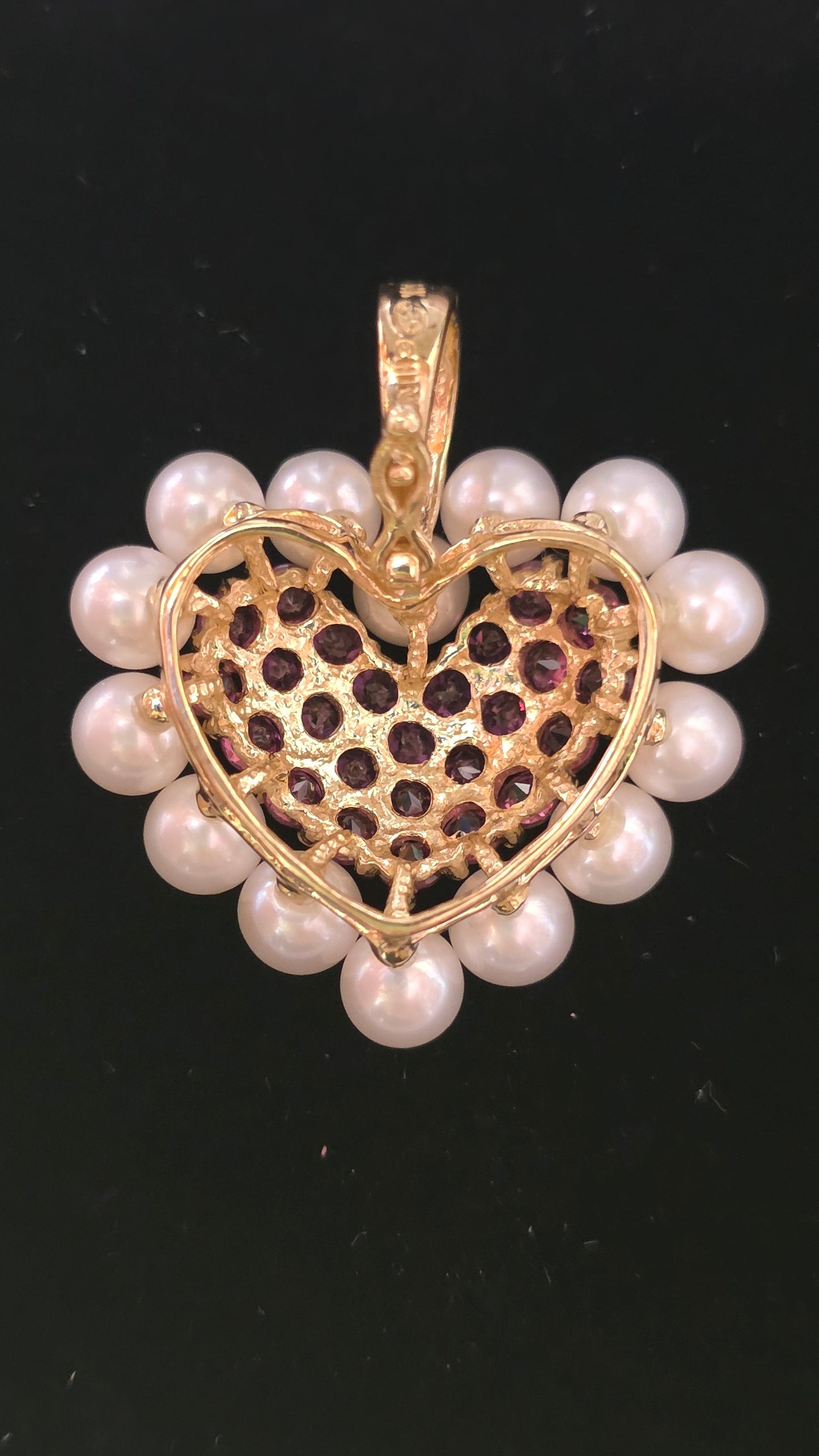 14k Ruby and Pearl heart enhancer Pendant