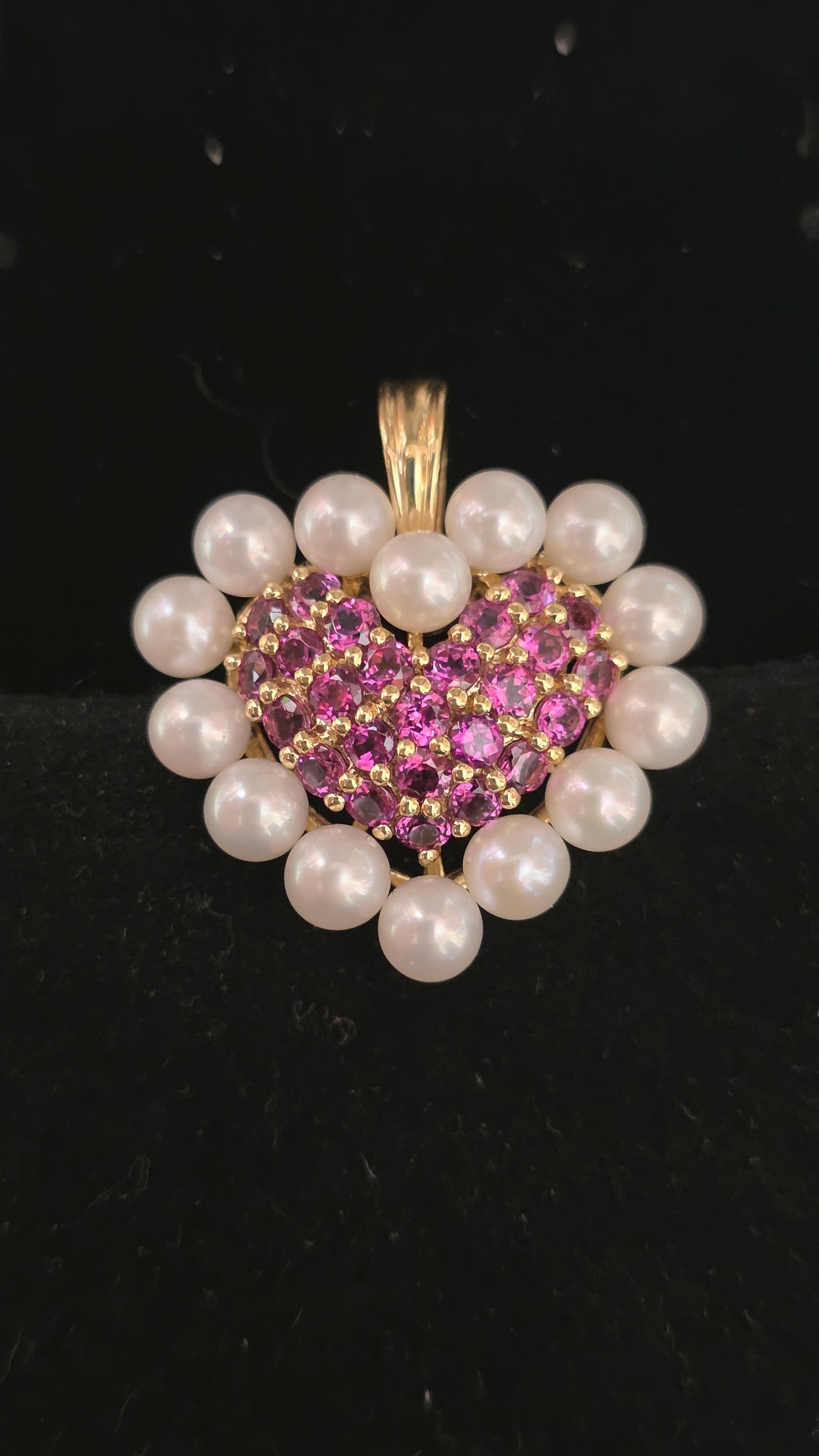 14k Ruby and Pearl heart enhancer Pendant