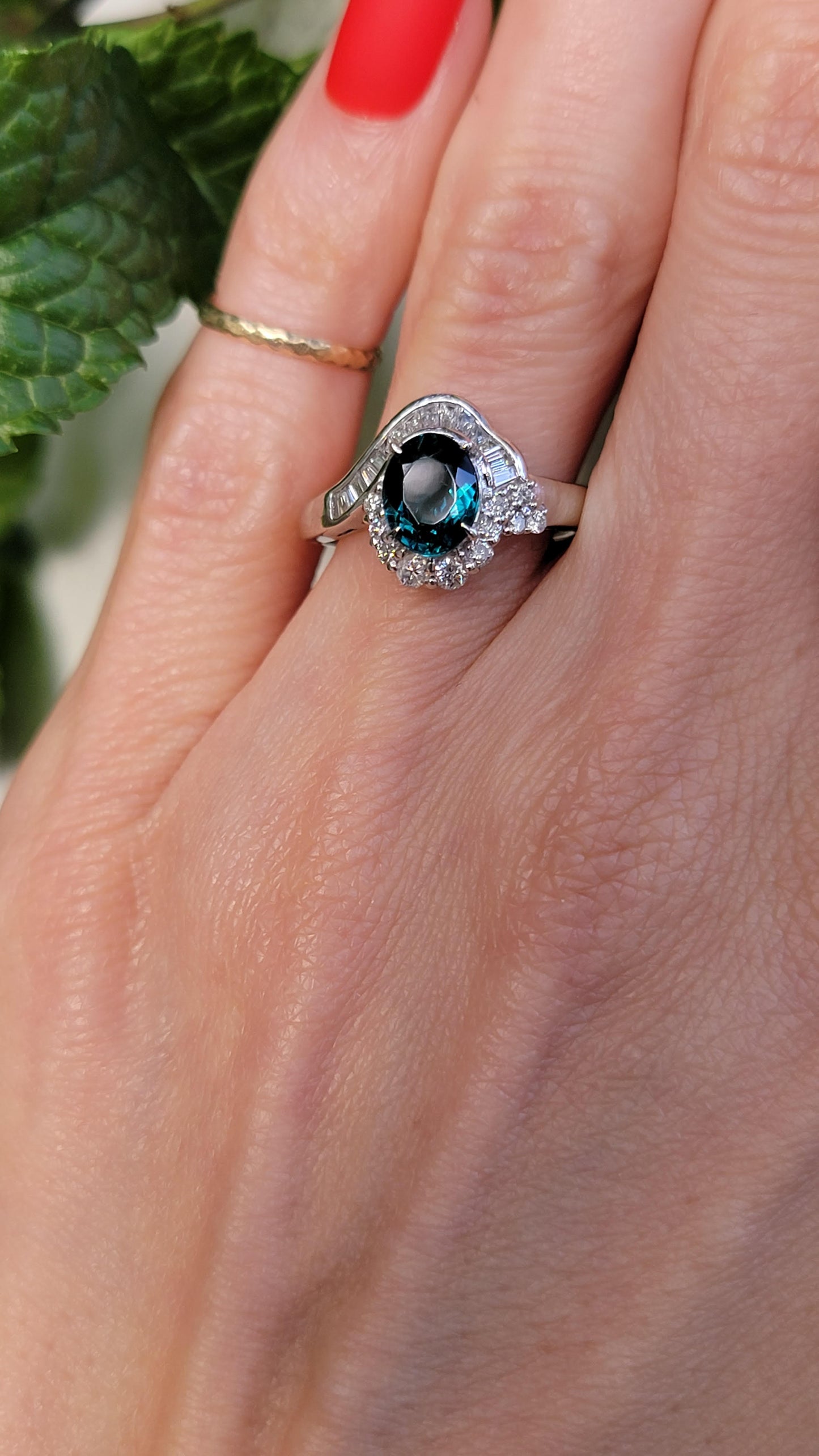 Vintage Platinum Indicolite Tourmaline Ring