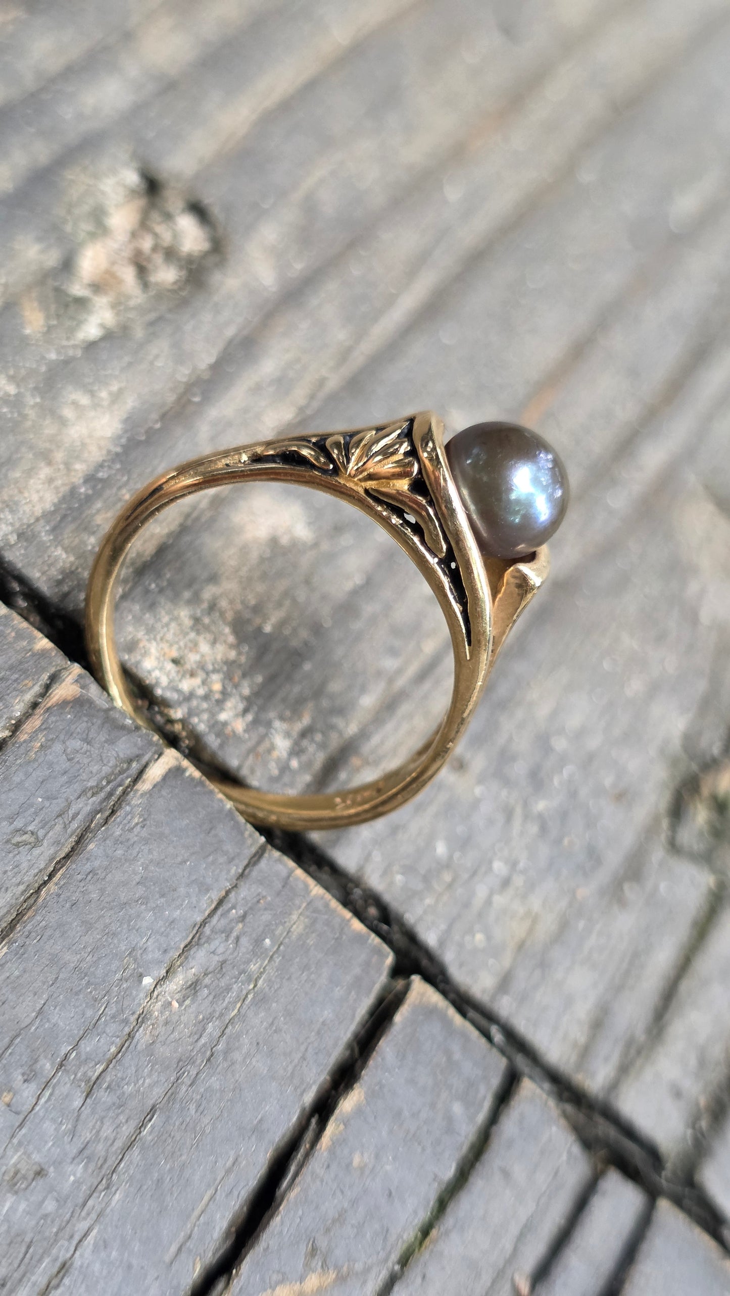 14k Ornate Pearl Ring