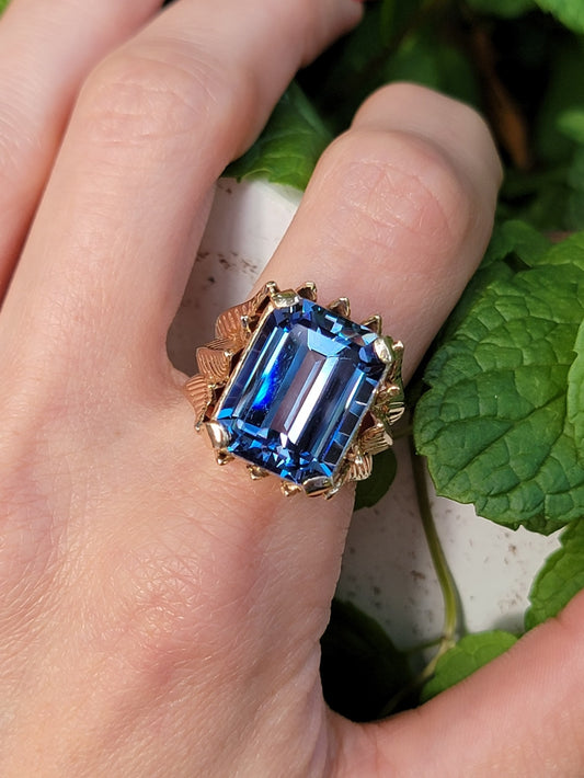 14kt Yellow Gold Synthetic Blue Spinel Ring