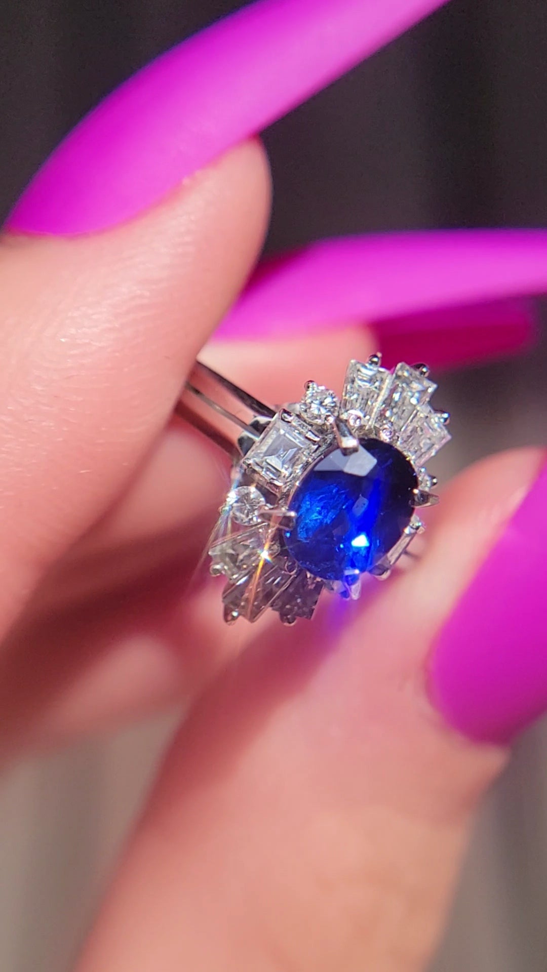 Platinum Estate Blue Sapphire Ballerina Ring