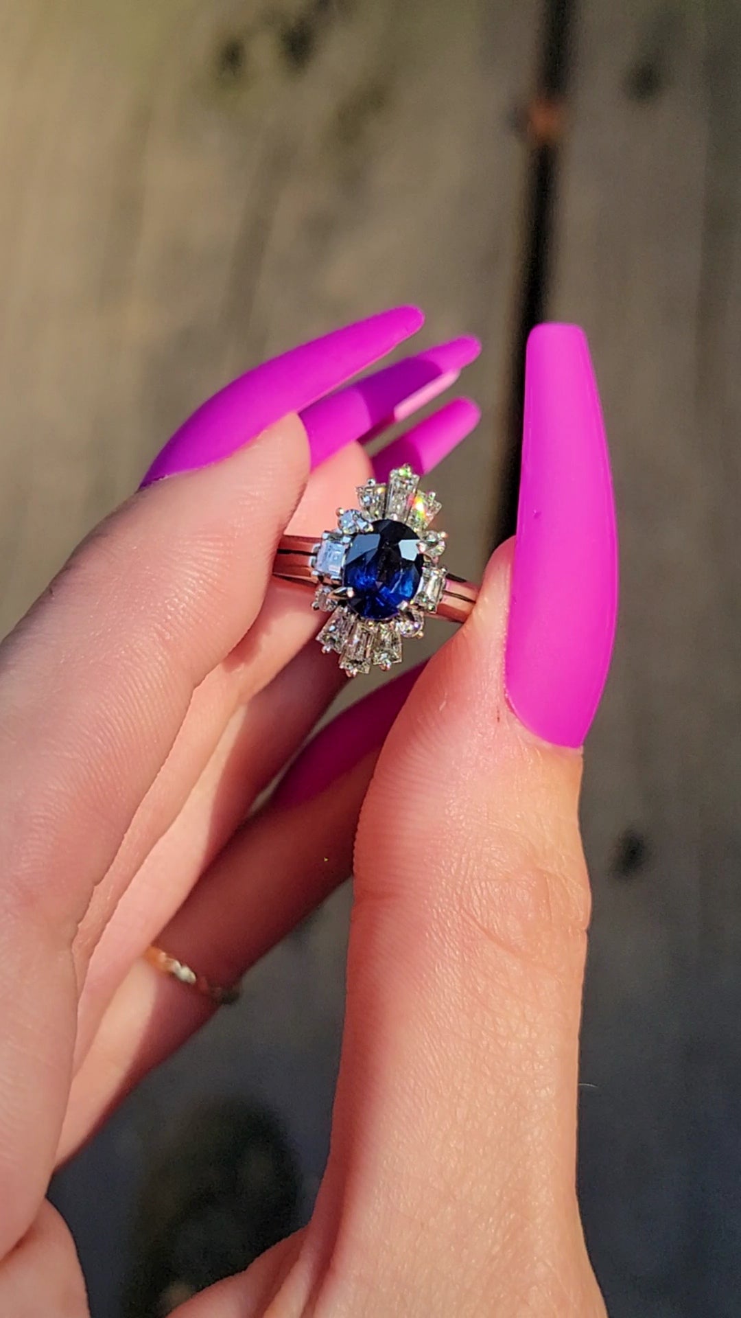 Platinum Estate Blue Sapphire Ballerina Ring