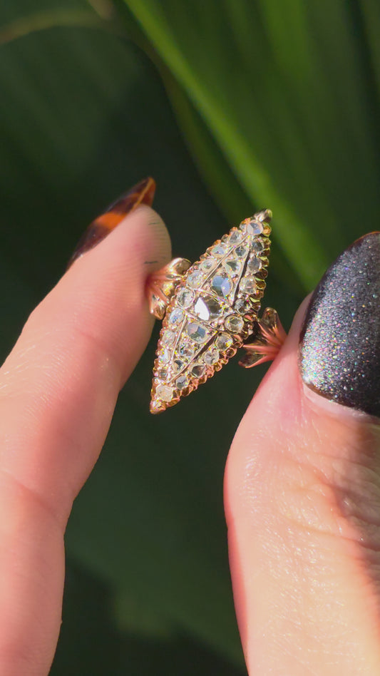 14k Victorian Diamond Navette