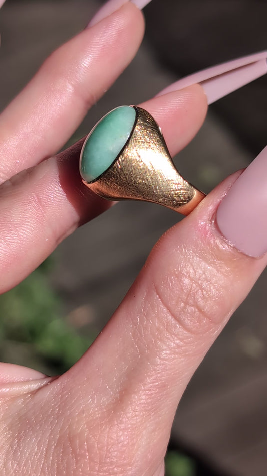 14k Jade Signet Ring