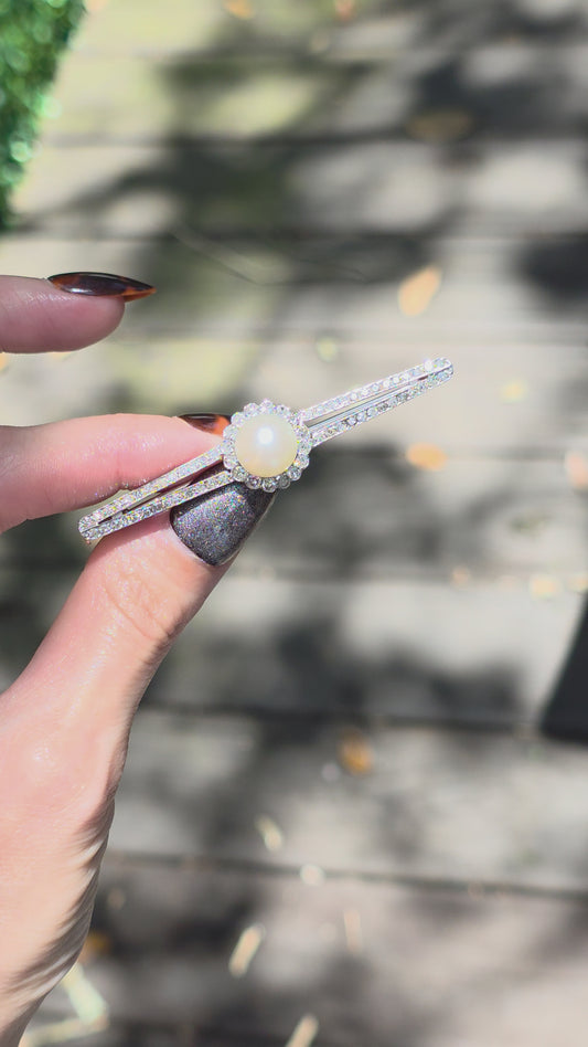 10k Diamond and Pearl Brooch