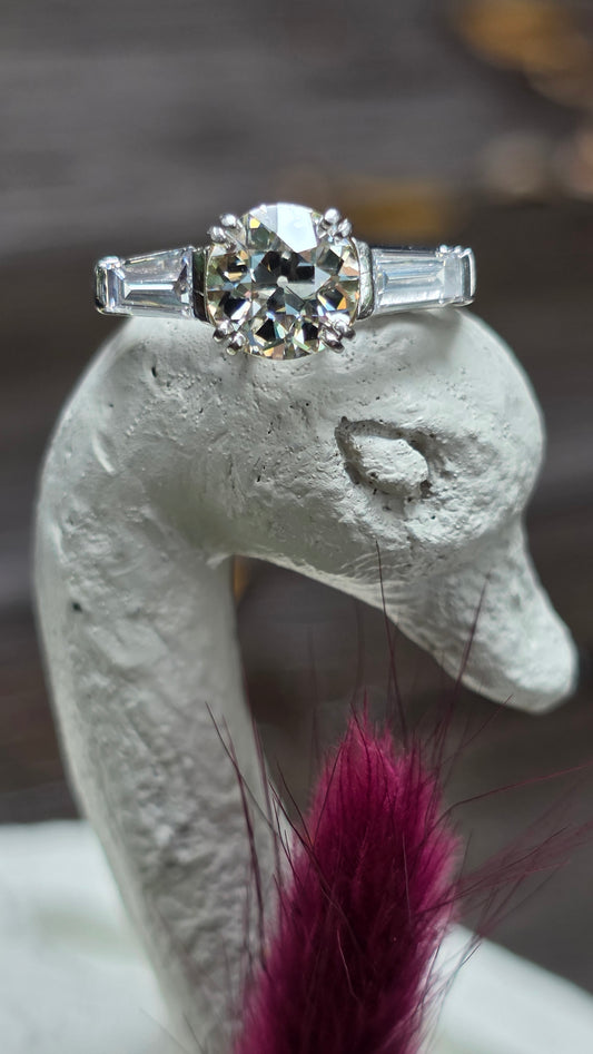Mid-Century Platinum OMC Diamond Ring
