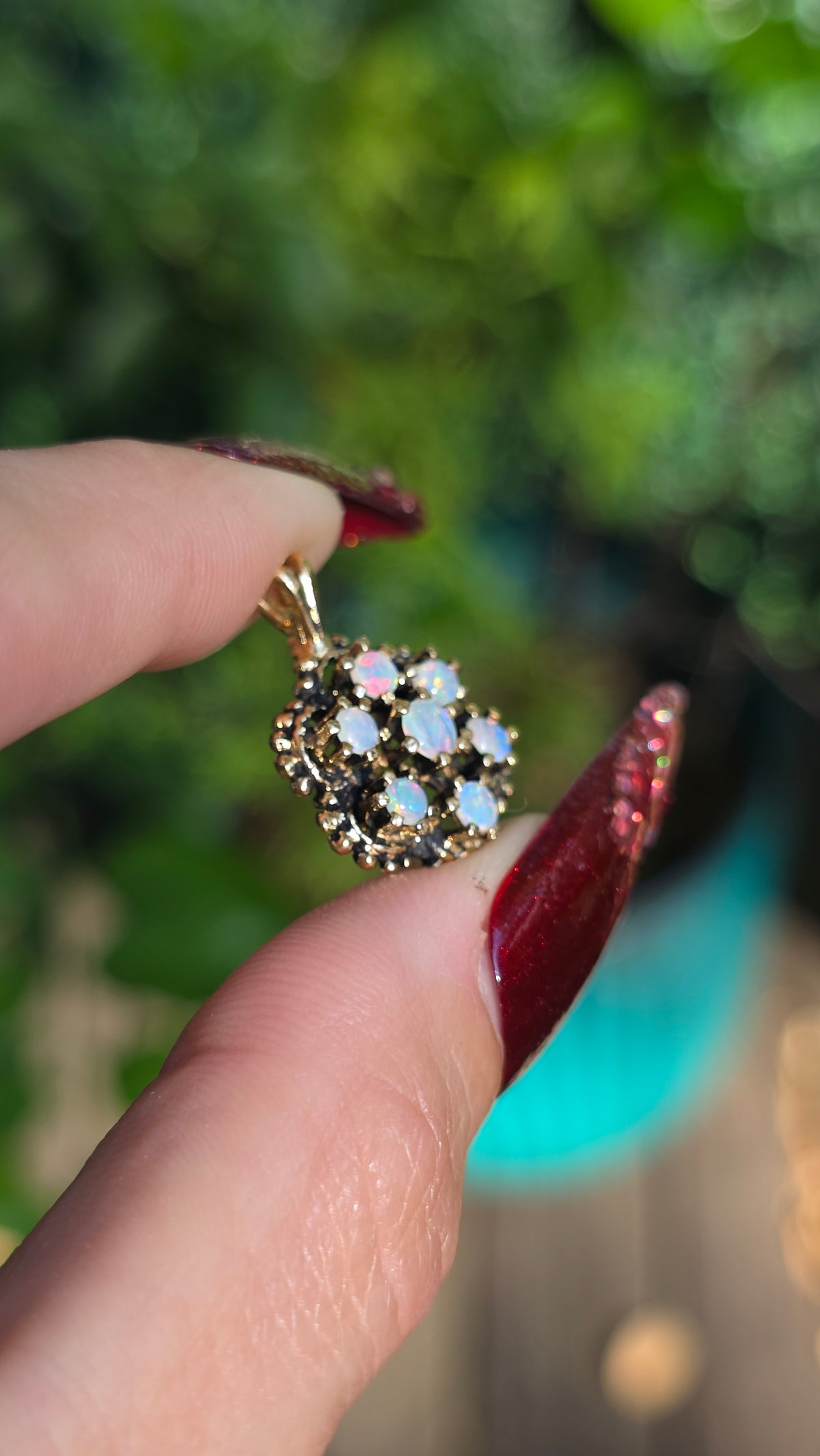 14k Opal Flower Pendant