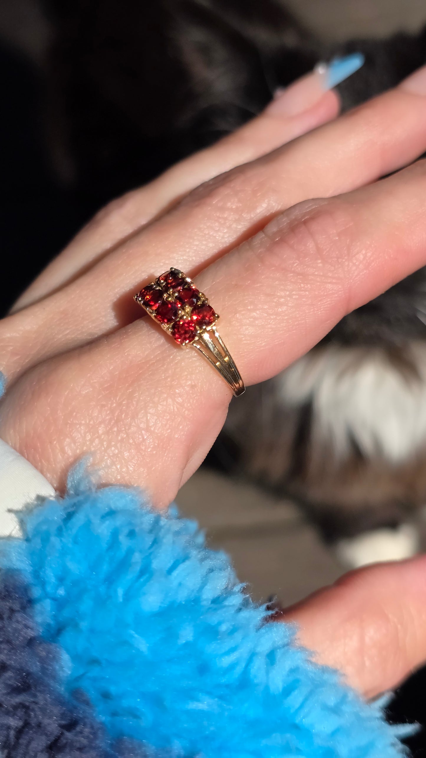 10k Double Row Garnet Ring