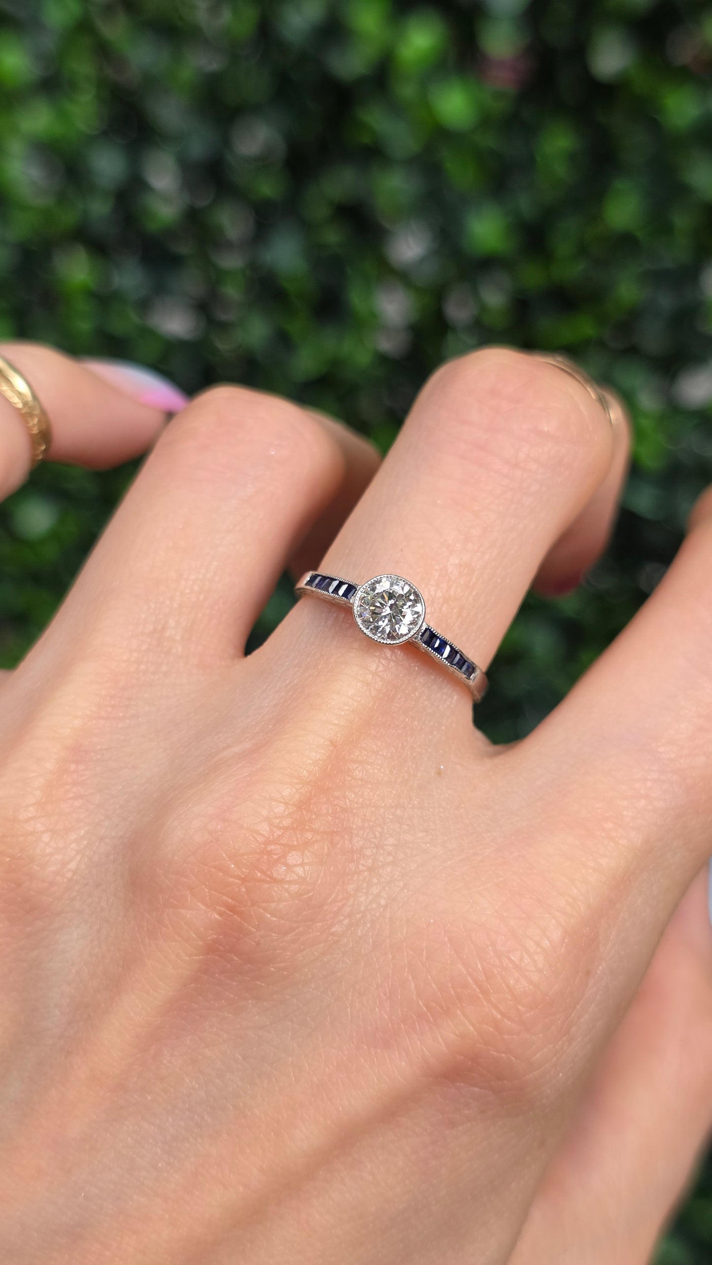 Platinum Transitional Cut Diamond Ring