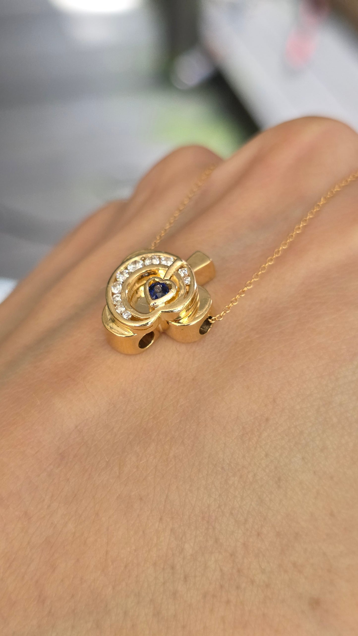 14k Club and Moon Pendant