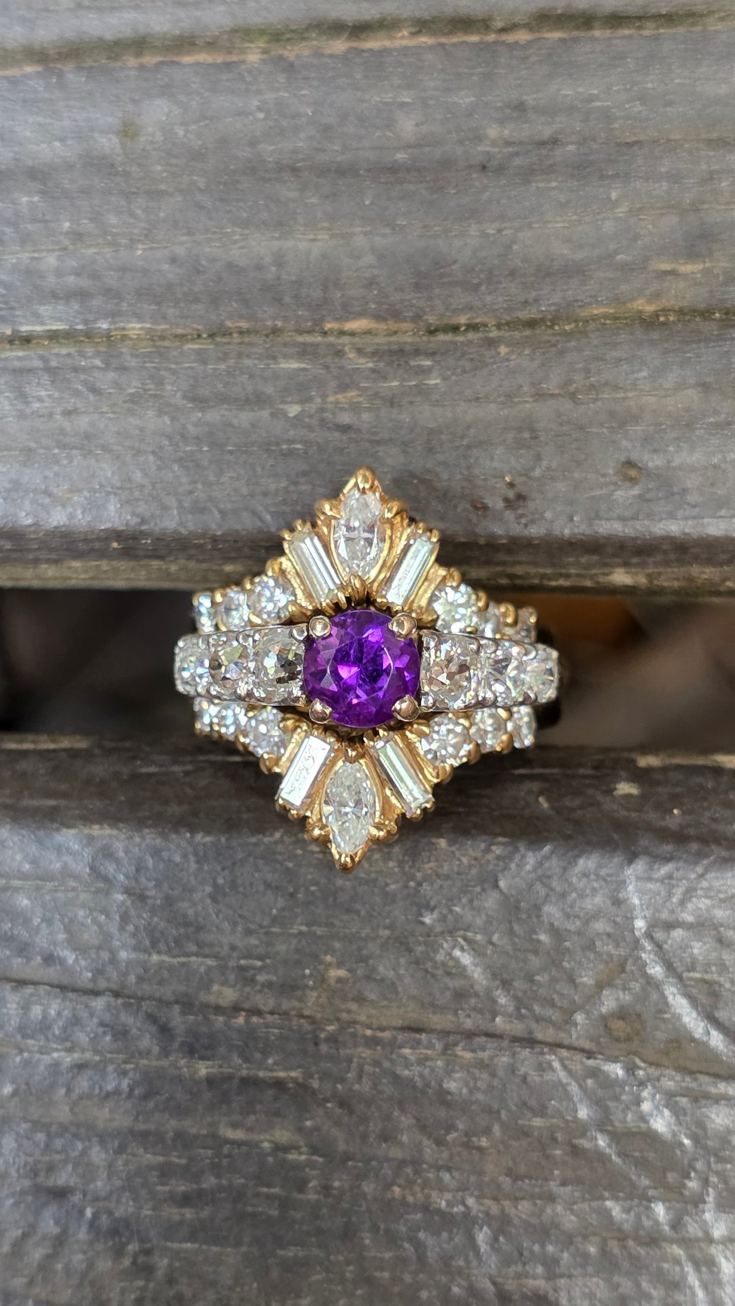 14k Amethyst and Diamond Ring