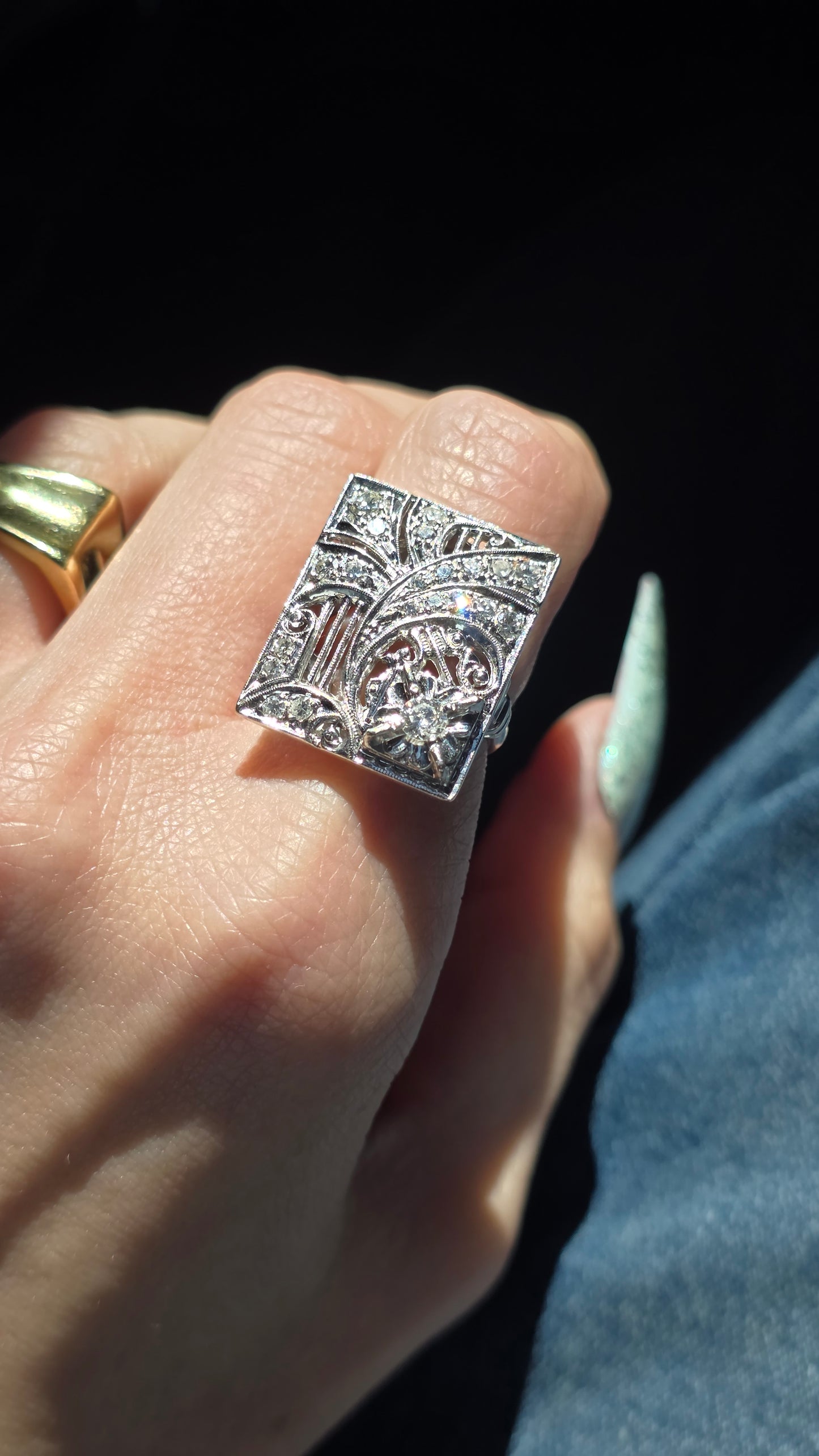 14k Starry Sky Plaque Ring