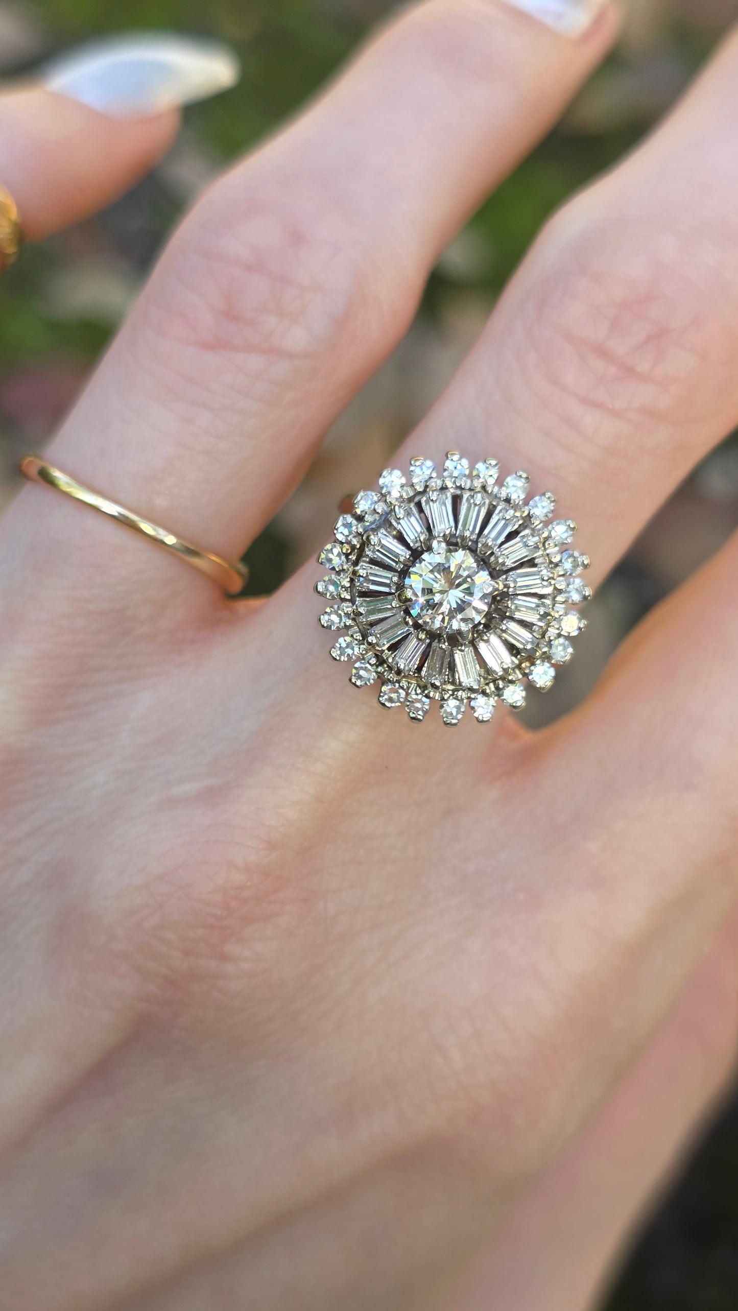 14k White Gold Diamond Ballerina Ring