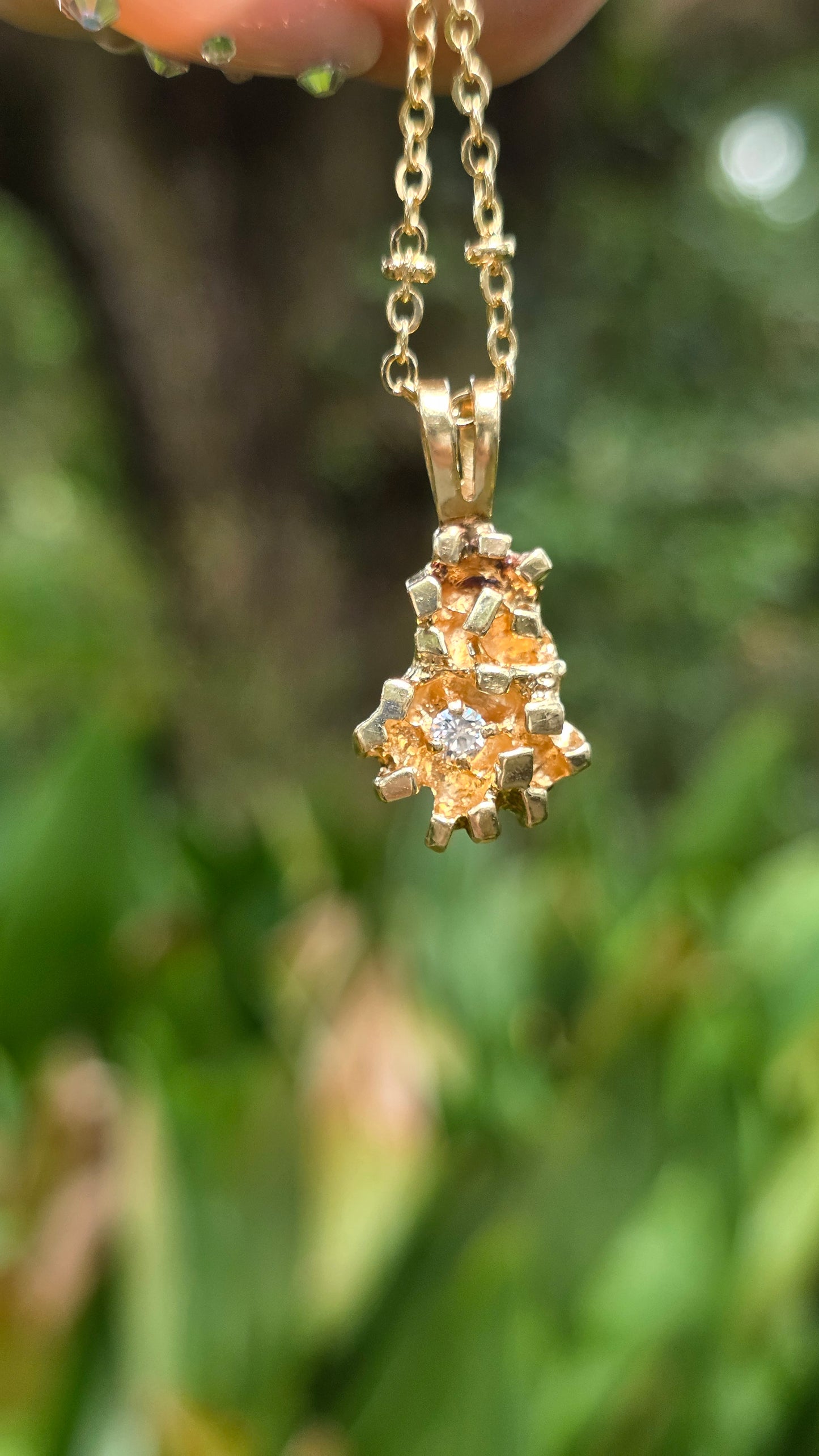 14k Diamond Nugget Pendant