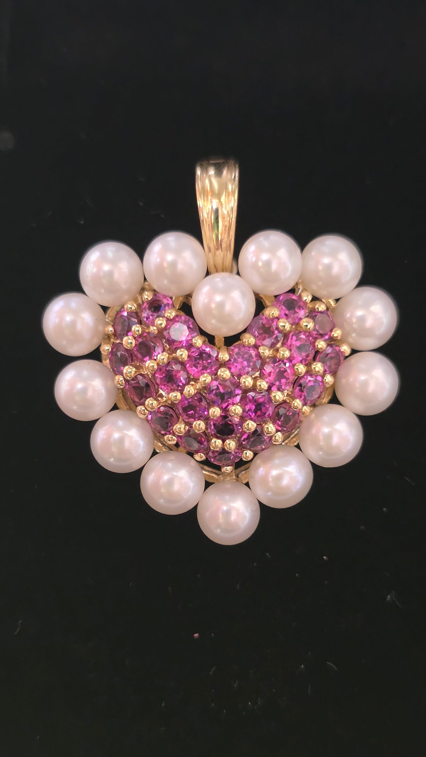 14k Ruby and Pearl heart enhancer Pendant