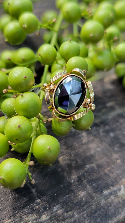 14k Rose Cut Hematite Ring