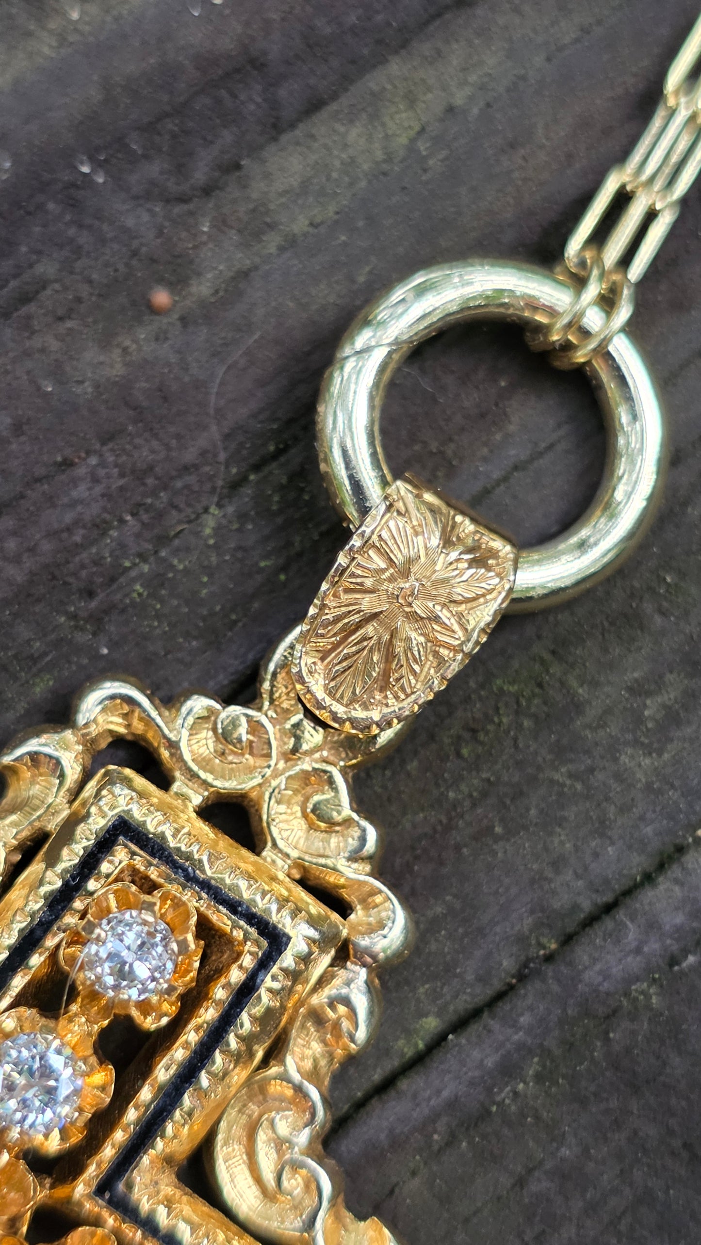 14k Diamond and Enamel Cross
