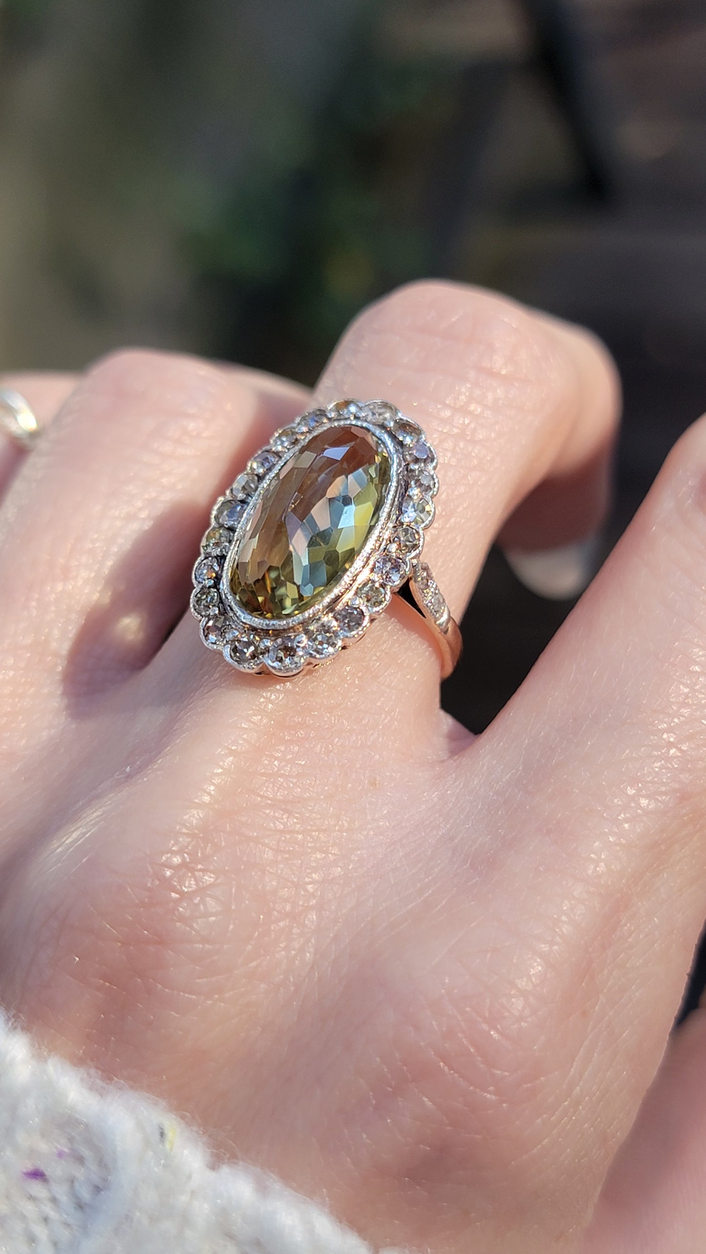 Antique 18k and Silver Citrine Ring