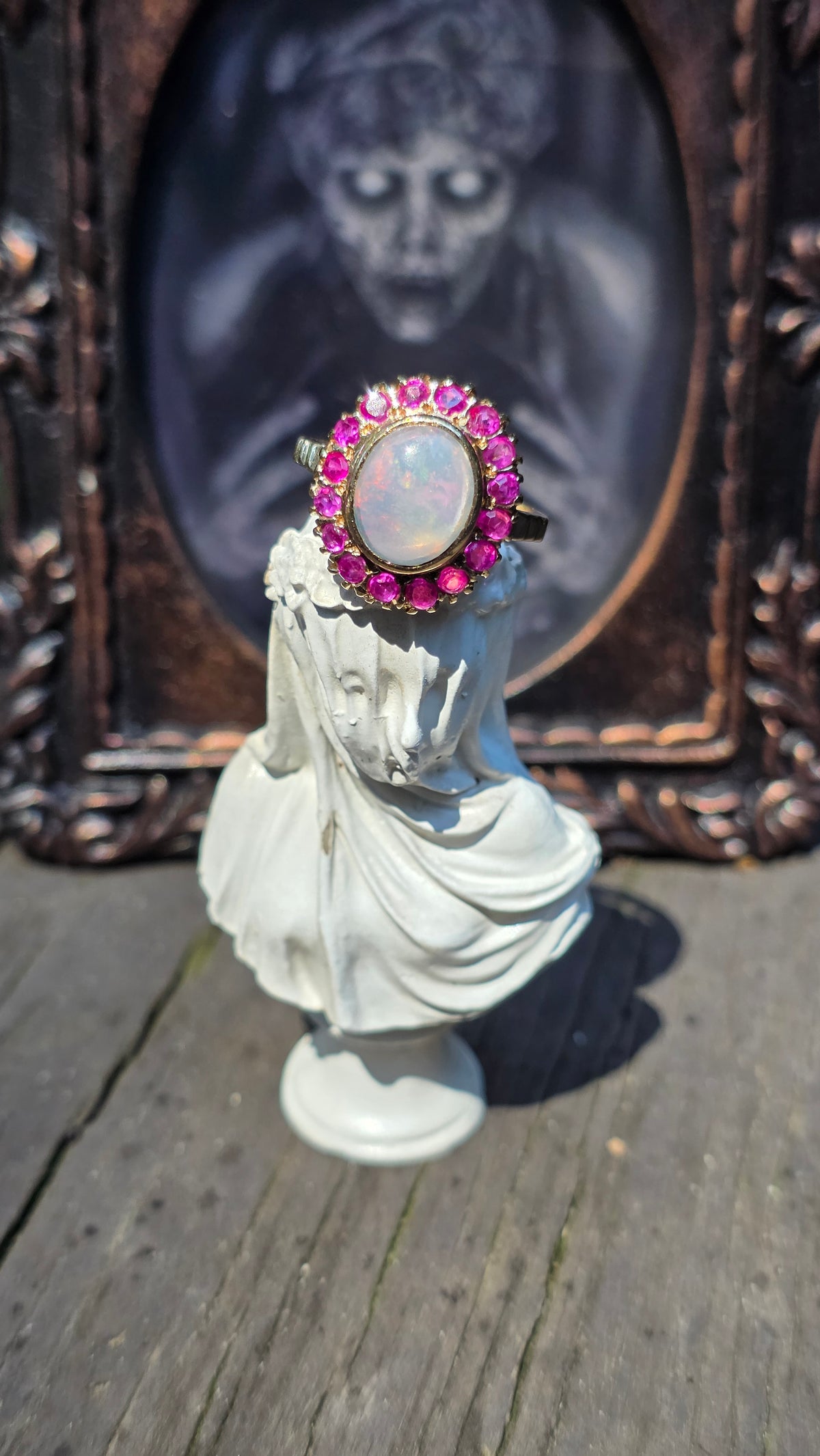 14k Opal and Ruby Ring