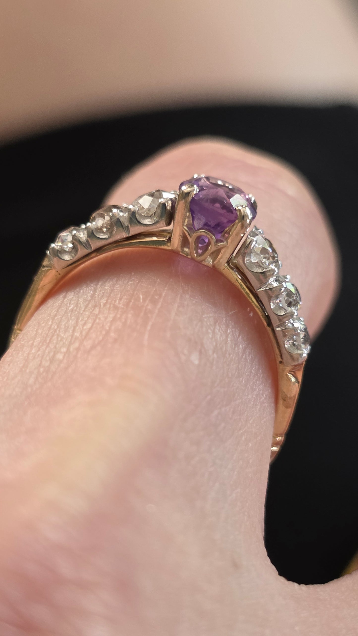 14k Amethyst and Diamond Ring