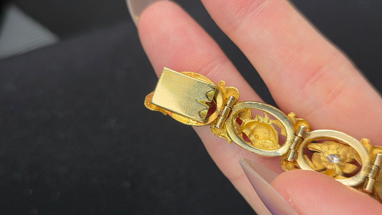 18k Art Nouveau Floral Whiplash Bracelet