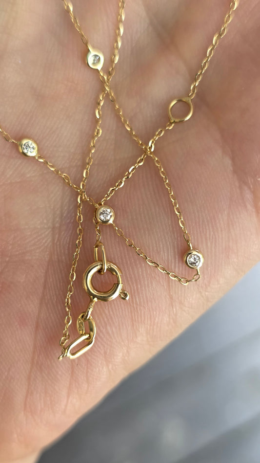 14k Diamond Station Necklace