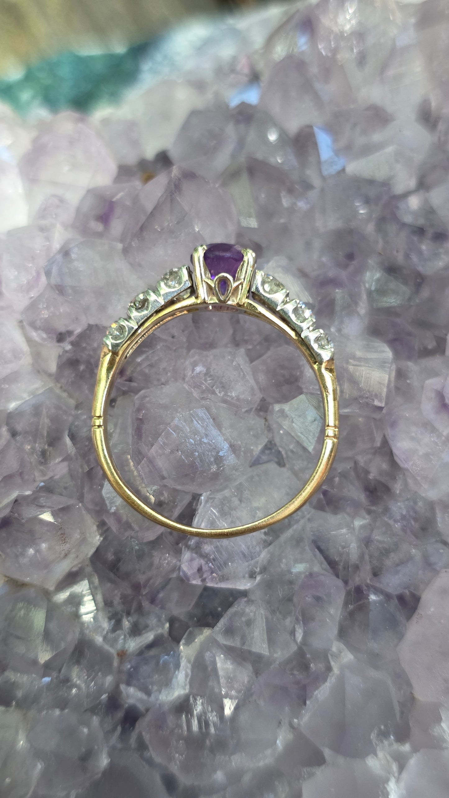 14k Amethyst and Diamond Ring